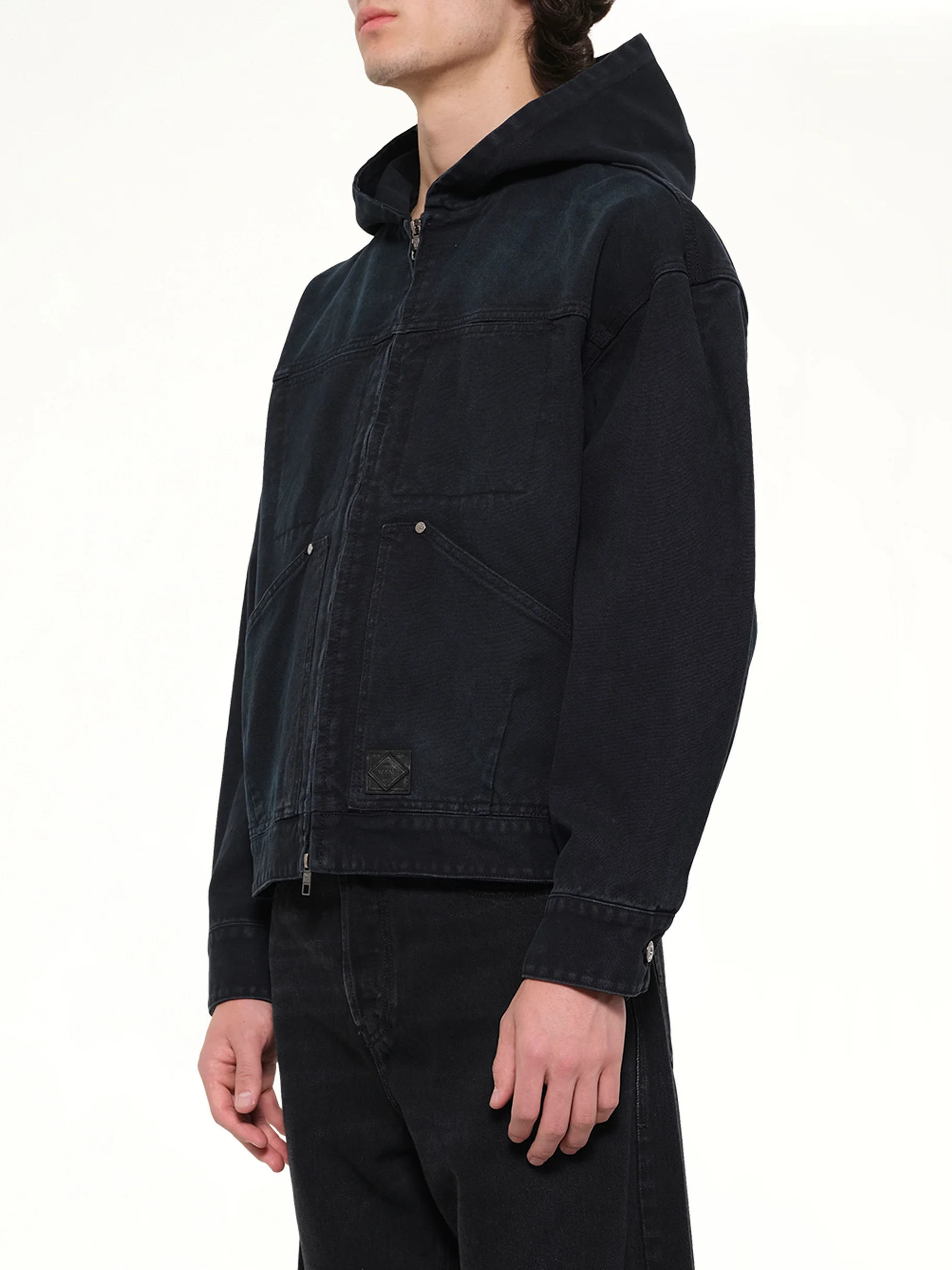 Hooded Work Jacket in Navy - Image 3