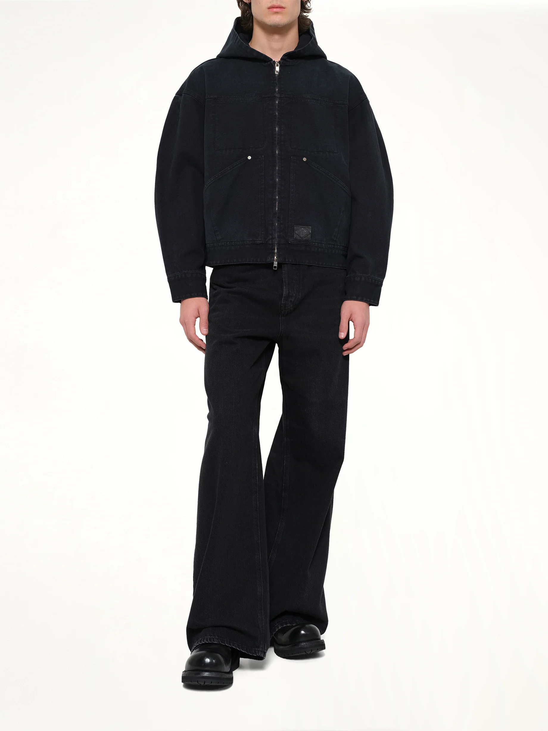 Hooded Work Jacket in Navy - Image 4