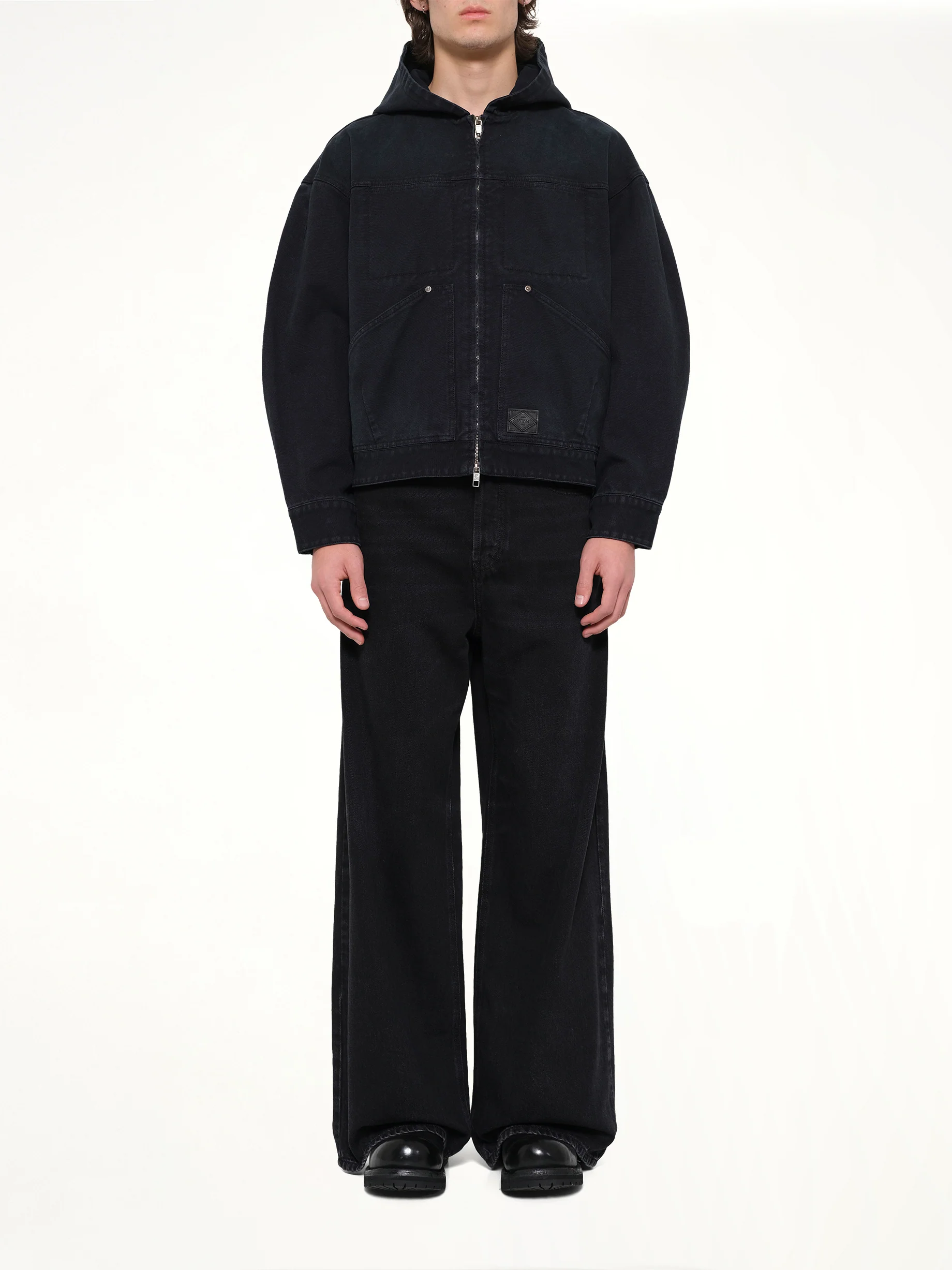 Hooded Work Jacket in Navy - Image 7