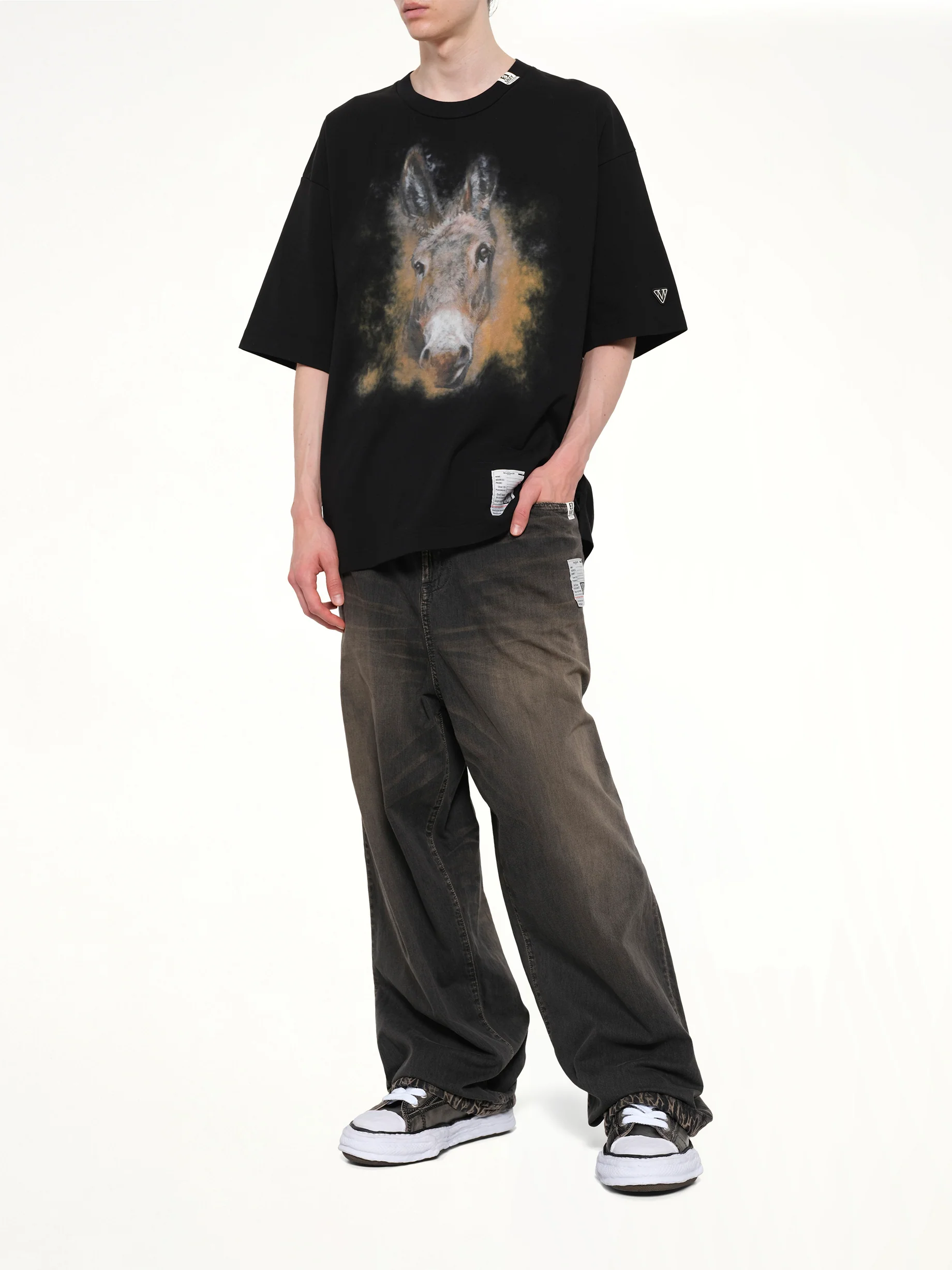 Horse Printed T-Shirt in Black - Image 4