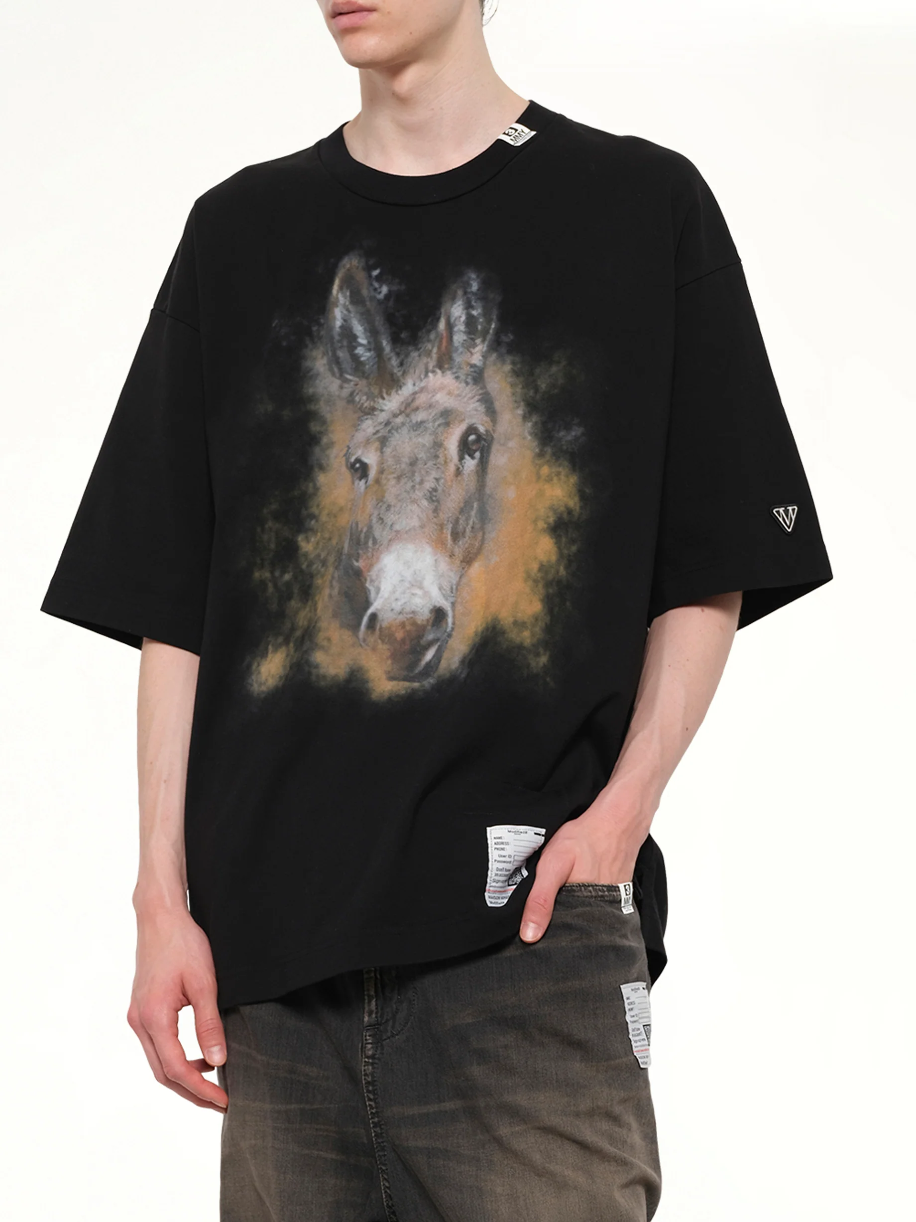 Horse Printed T-Shirt in Black - Image 6