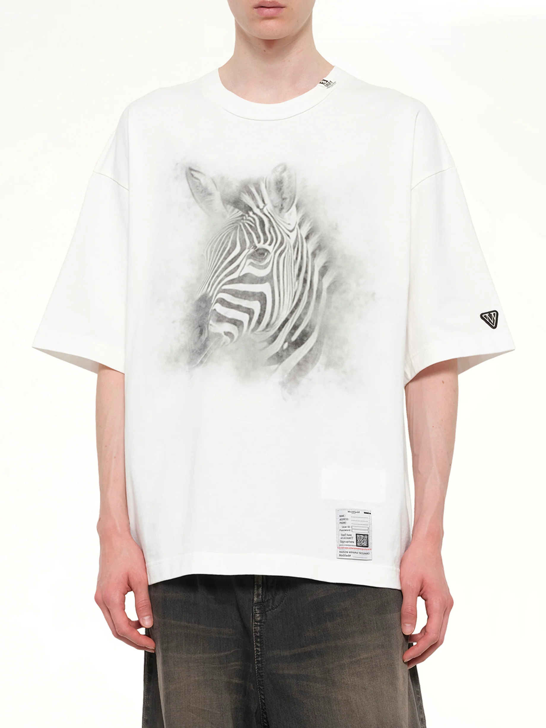 Zebra Printed T-Shirt in White - Image 6