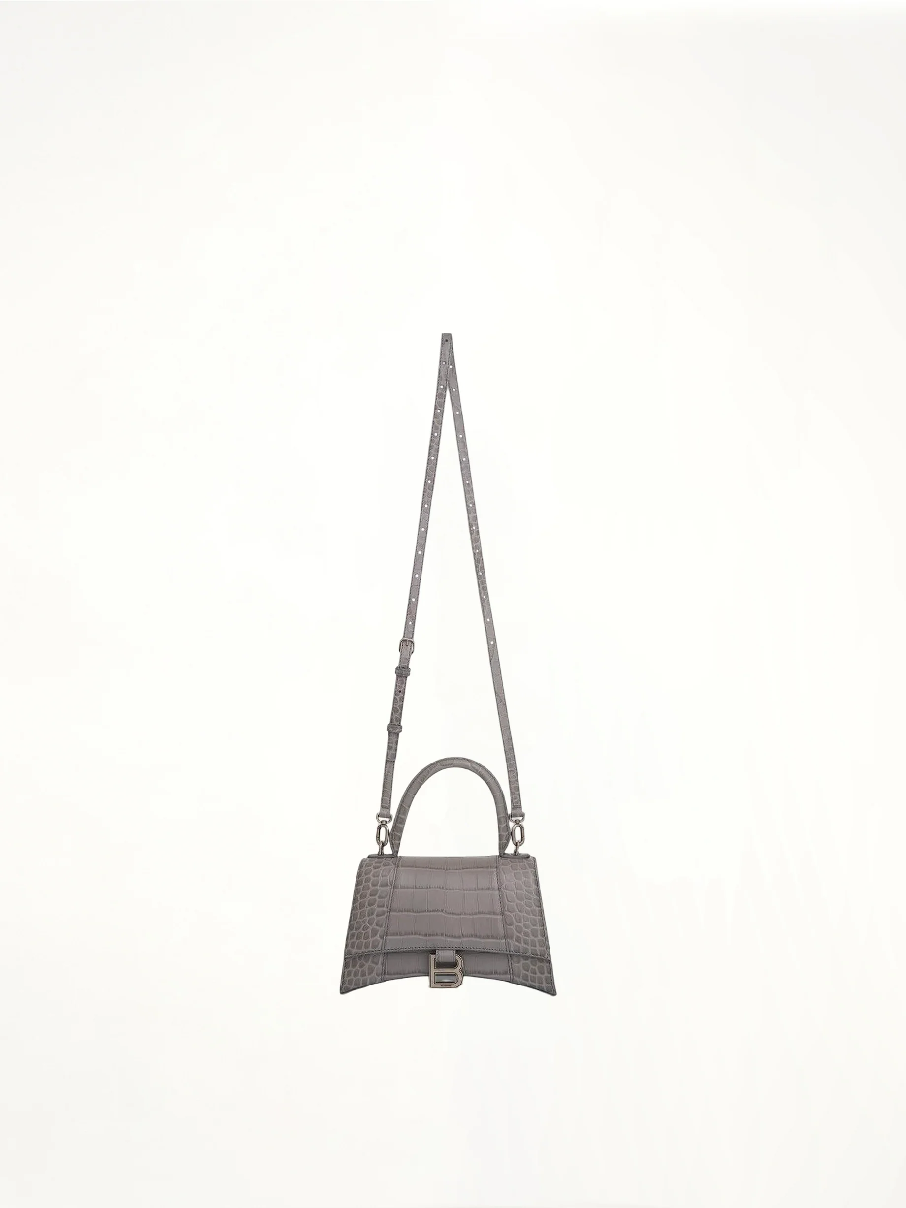 Hourglass Small Croco Embossed Bag in Grey - Image 5