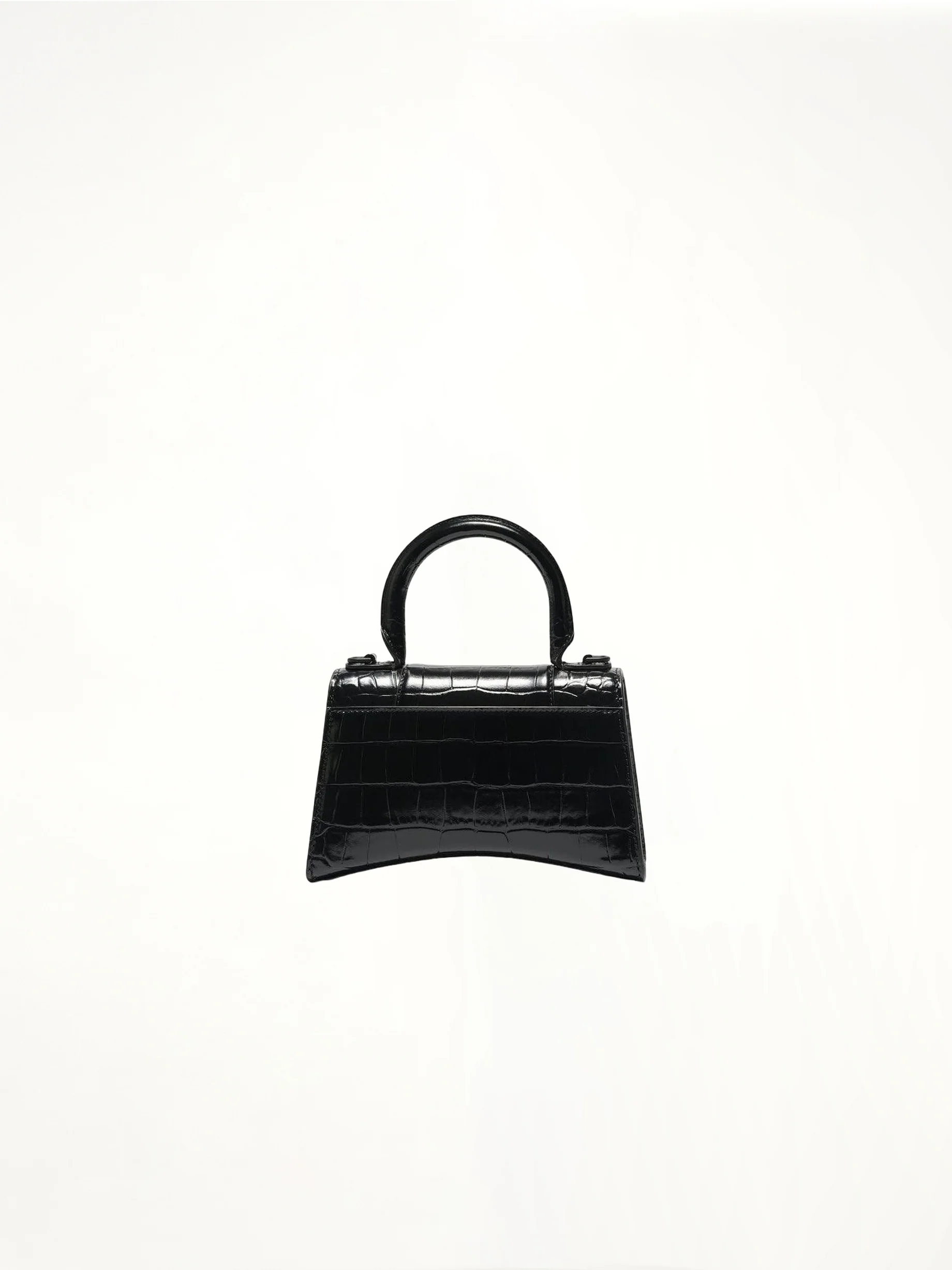 Hourglass XS Croco Embossed Bag in Black - Image 4