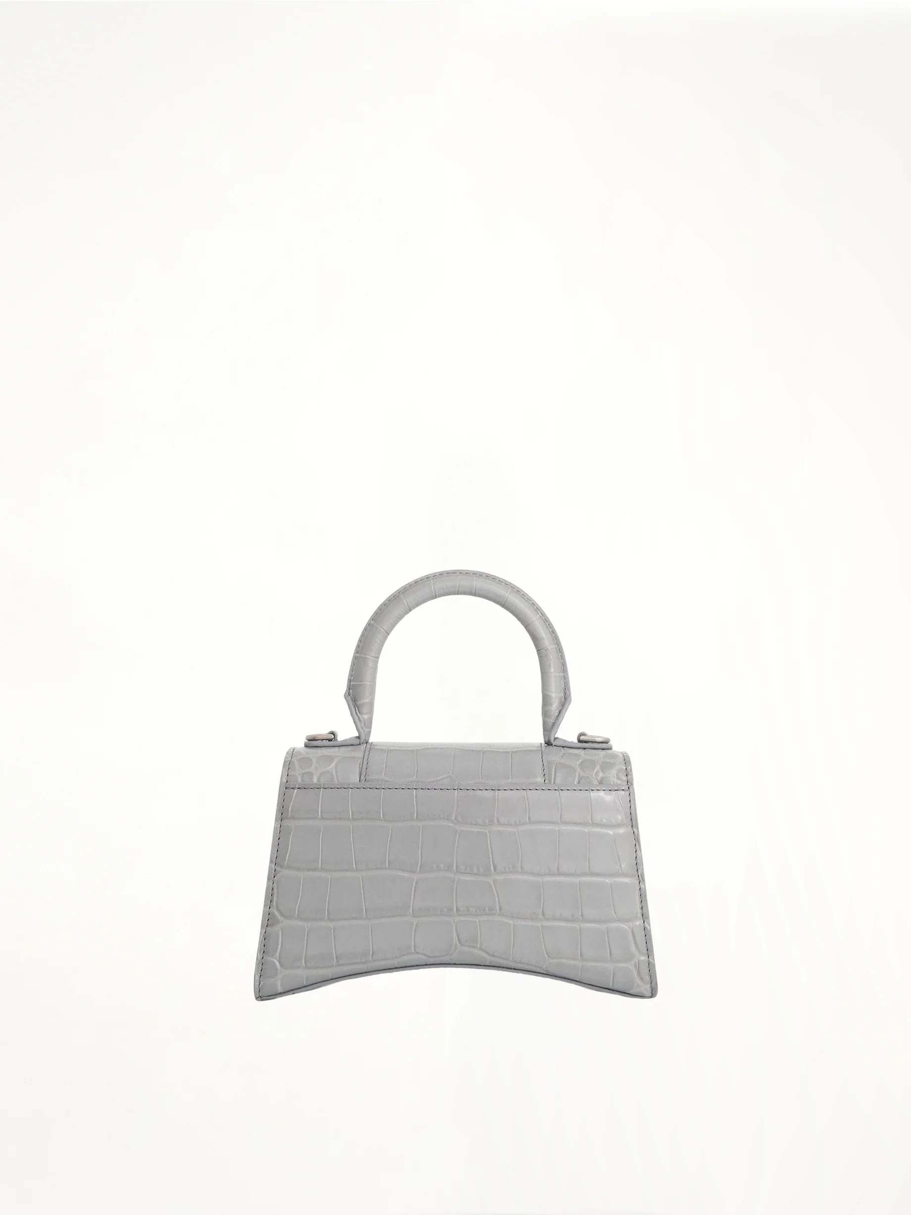 Hourglass XS Croco Embossed Bag in Grey - Image 4