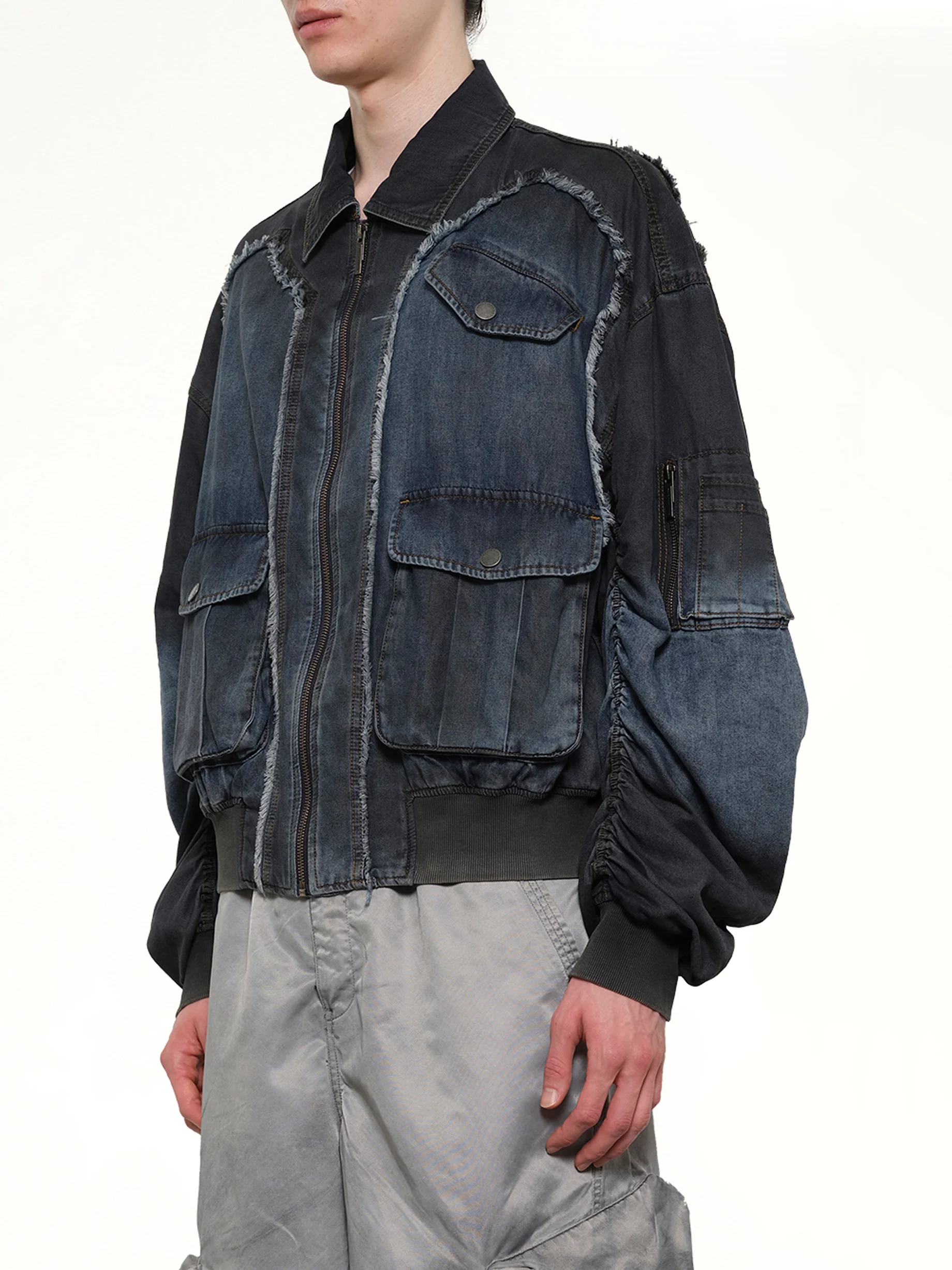 Indigo Gradient Denim Jacket in Blue/Black - Image 3