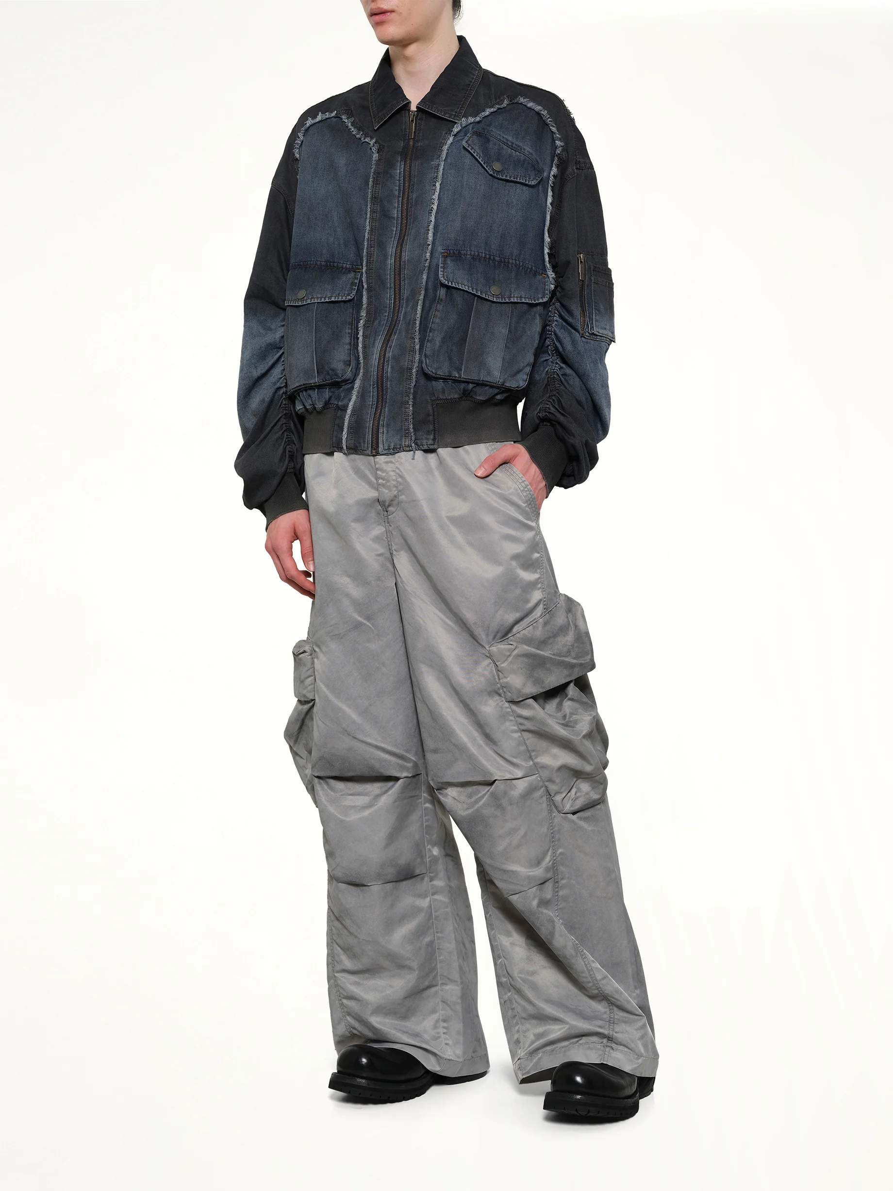 Indigo Gradient Denim Jacket in Blue/Black - Image 4