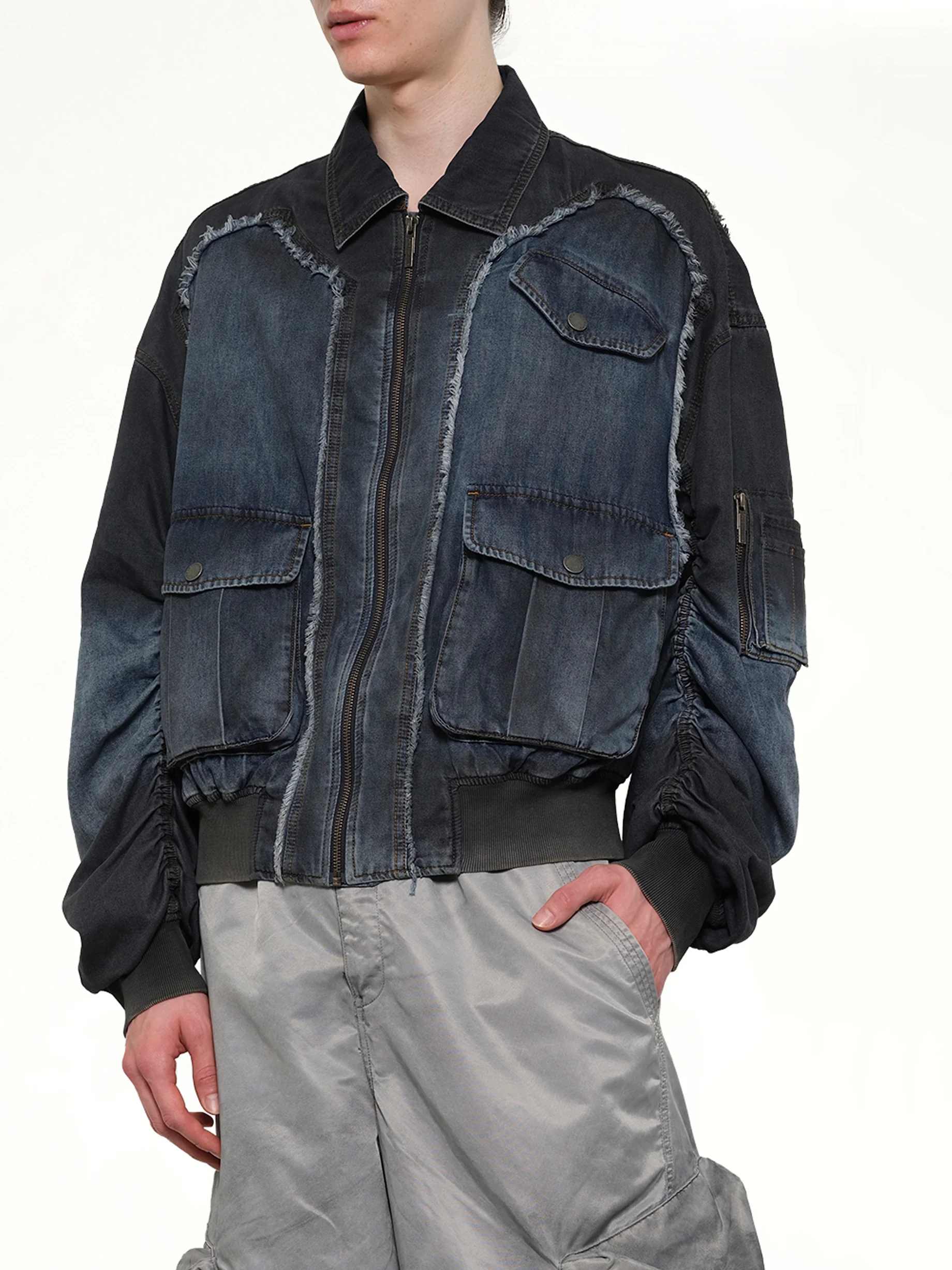 Indigo Gradient Denim Jacket in Blue/Black - Image 6