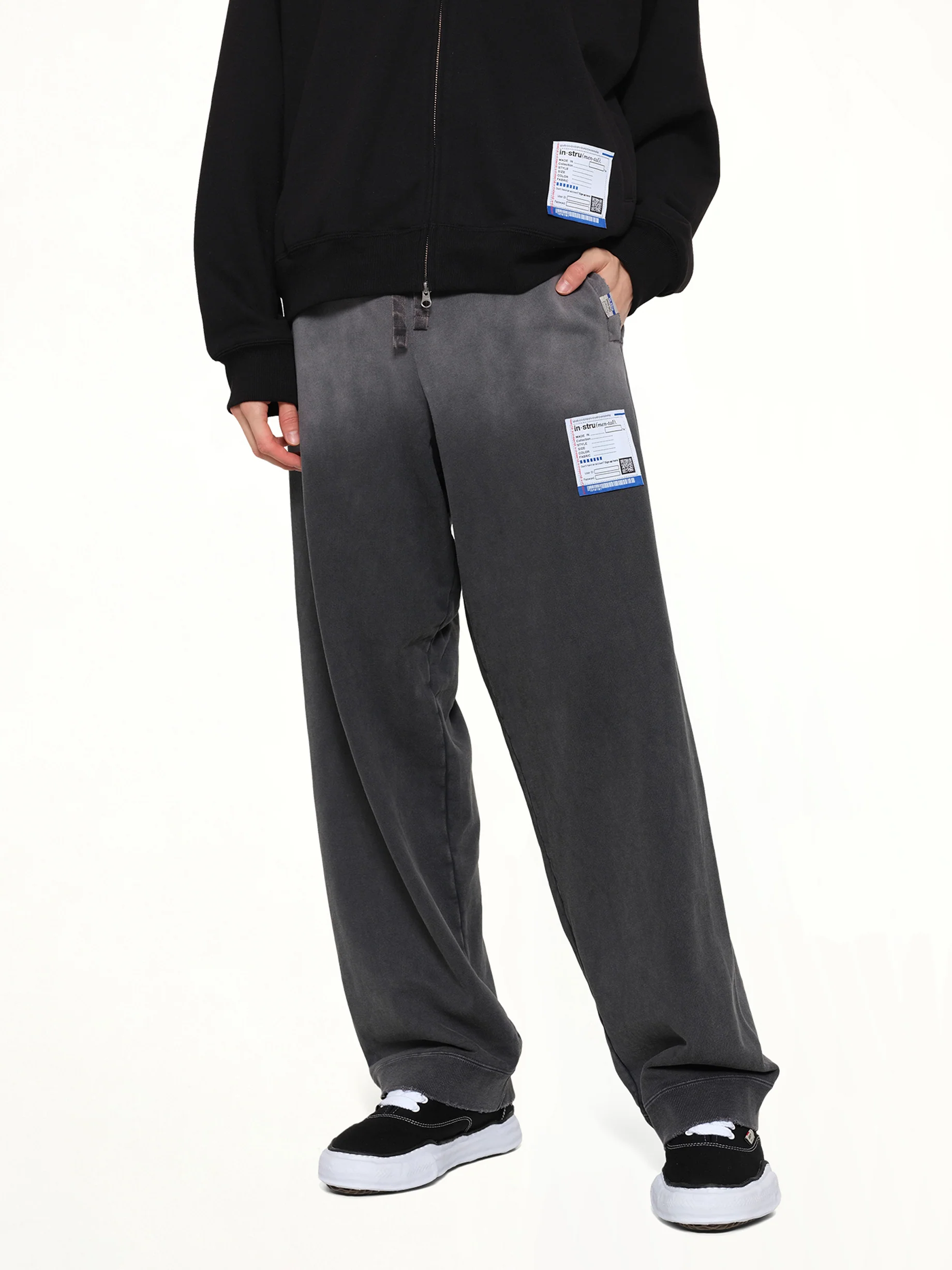 Instrumental French Terry Distressed Easy Pants in Black - Image 6