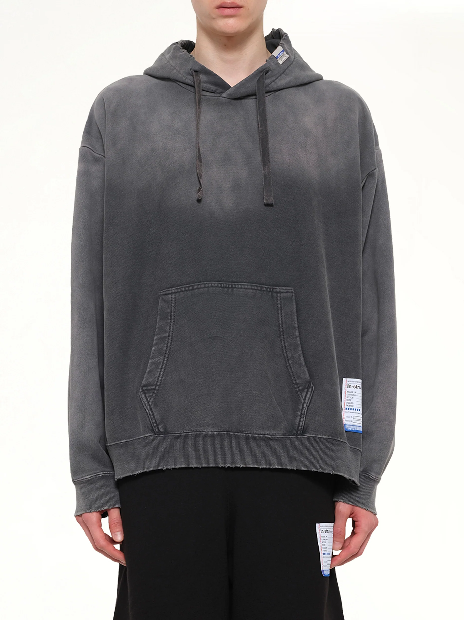 Instrumental French Terry Distressed Hoodie in Black