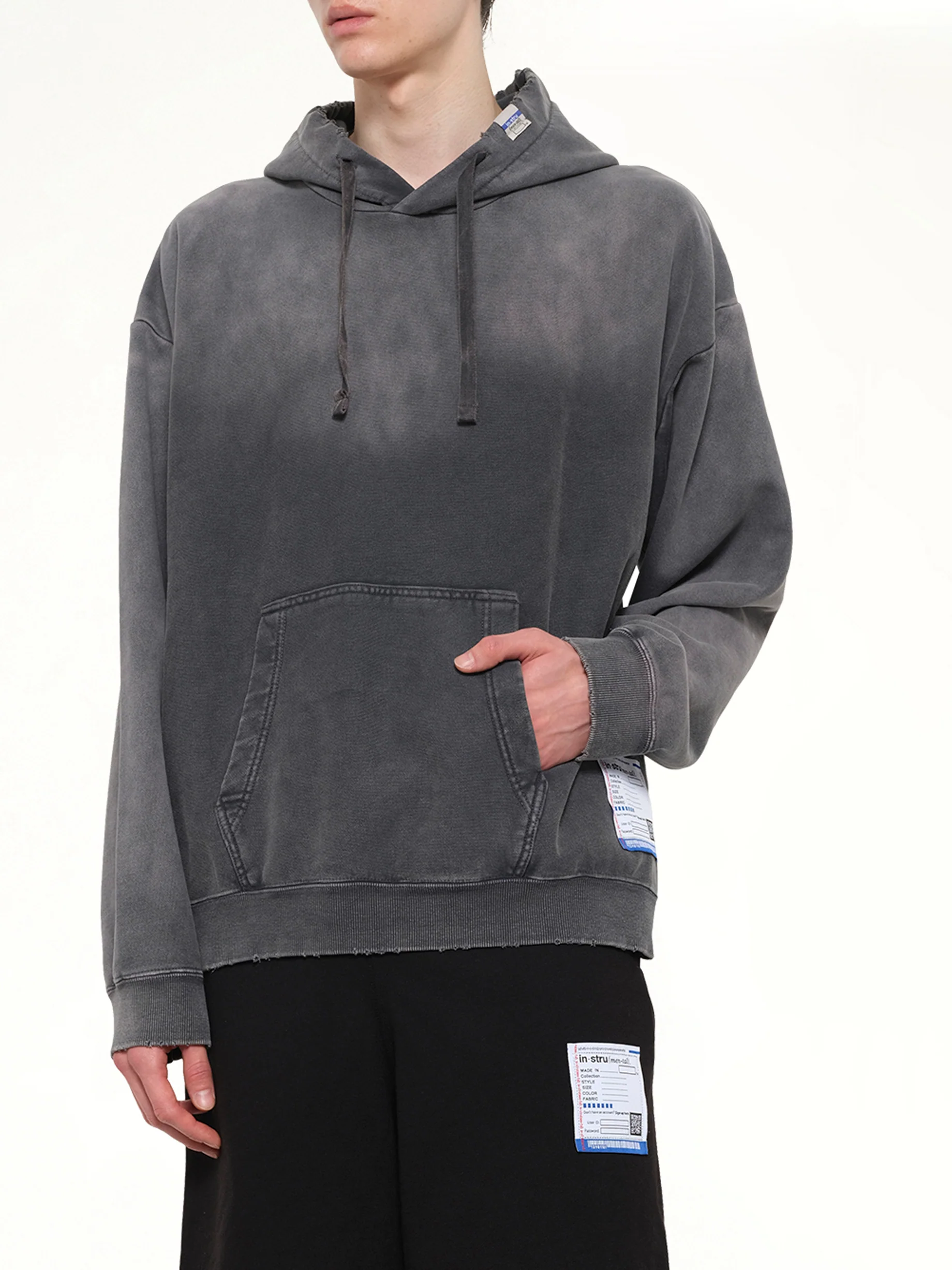 Instrumental French Terry Distressed Hoodie in Black - Image 6
