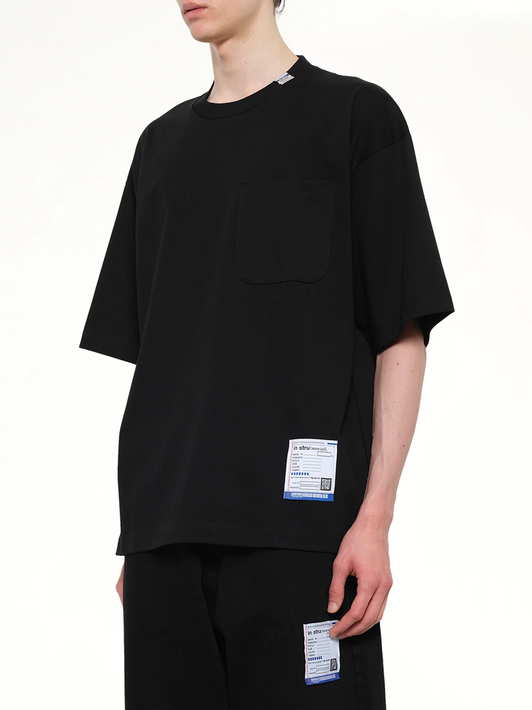 Instrumental Heavy Weight Pocket T-Shirt in Black - Image 3
