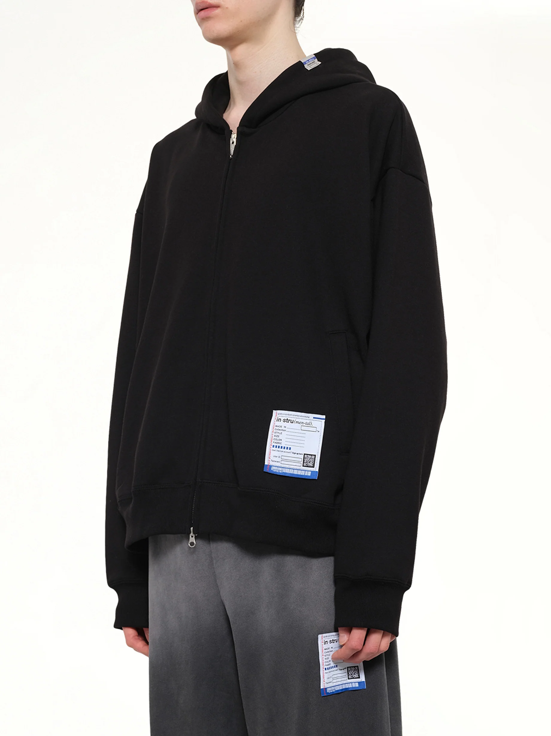 Instrumental Heavy Weight Zip Hoodie in Black - Image 3