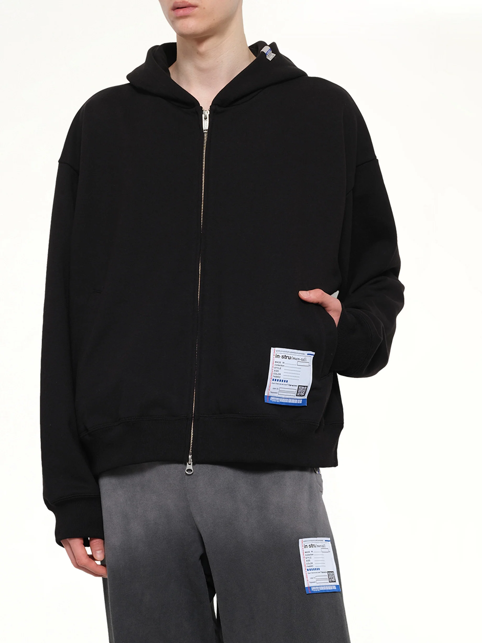 Instrumental Heavy Weight Zip Hoodie in Black - Image 6