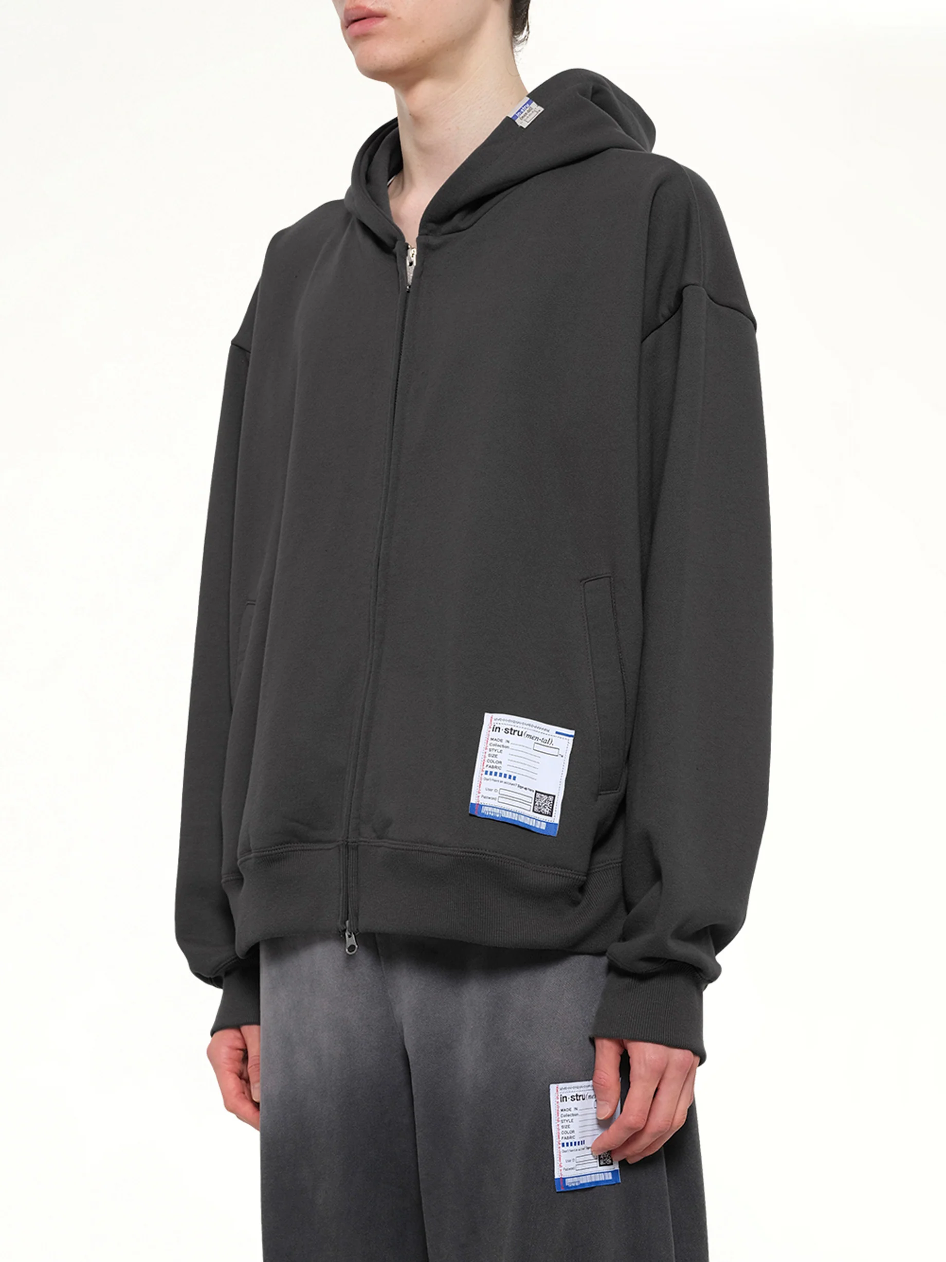 Instrumental Heavy Weight Zip Hoodie in Dark Gray - Image 3