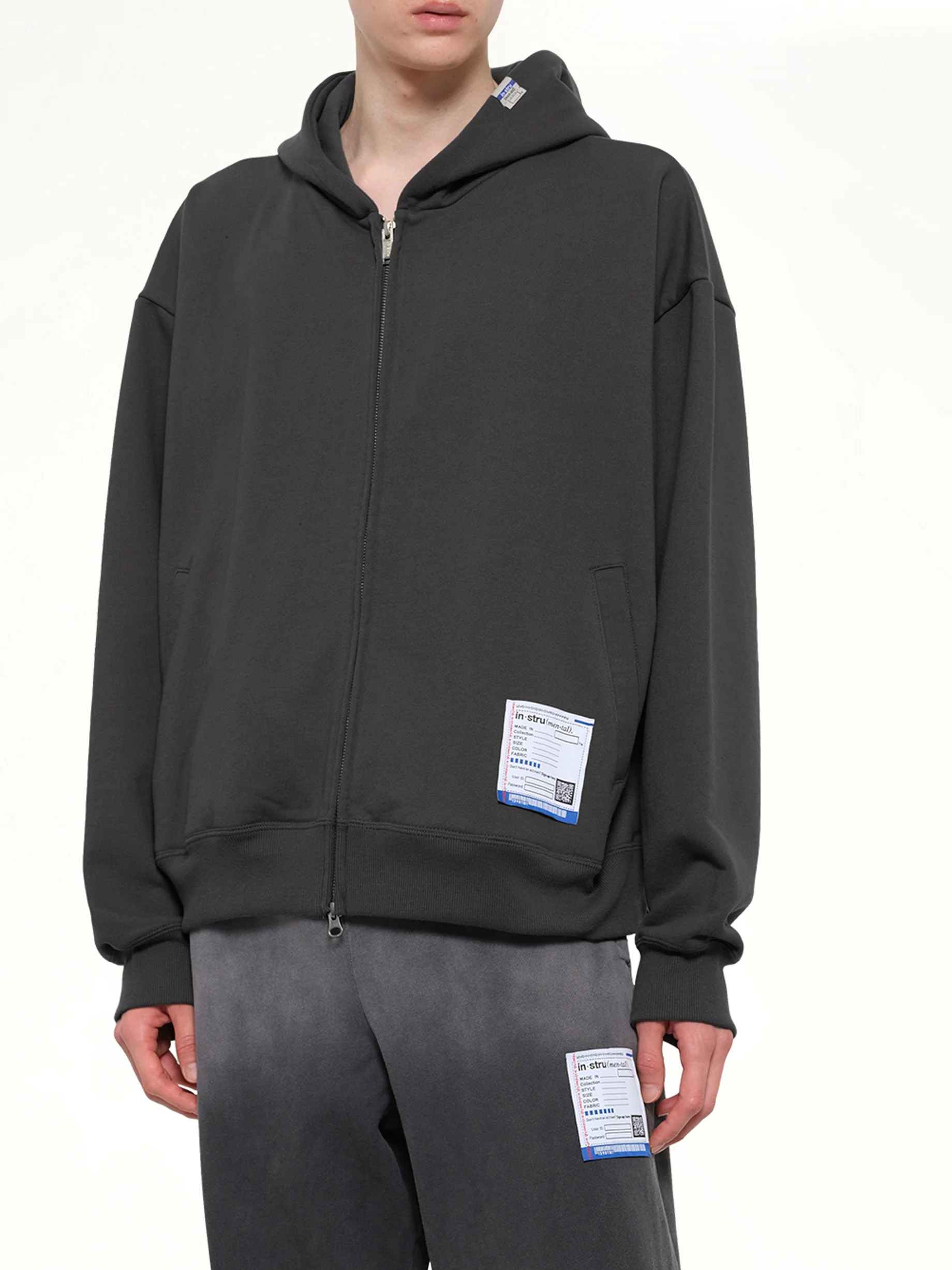 Instrumental Heavy Weight Zip Hoodie in Dark Gray - Image 6