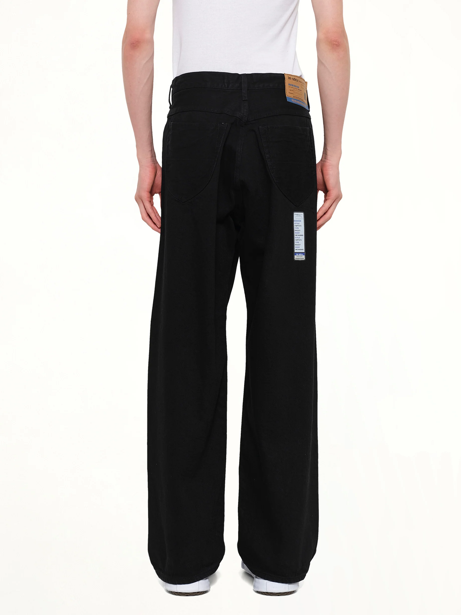 Instrumental One Washed Selvage Denim Baggy Pants in Black - Image 5