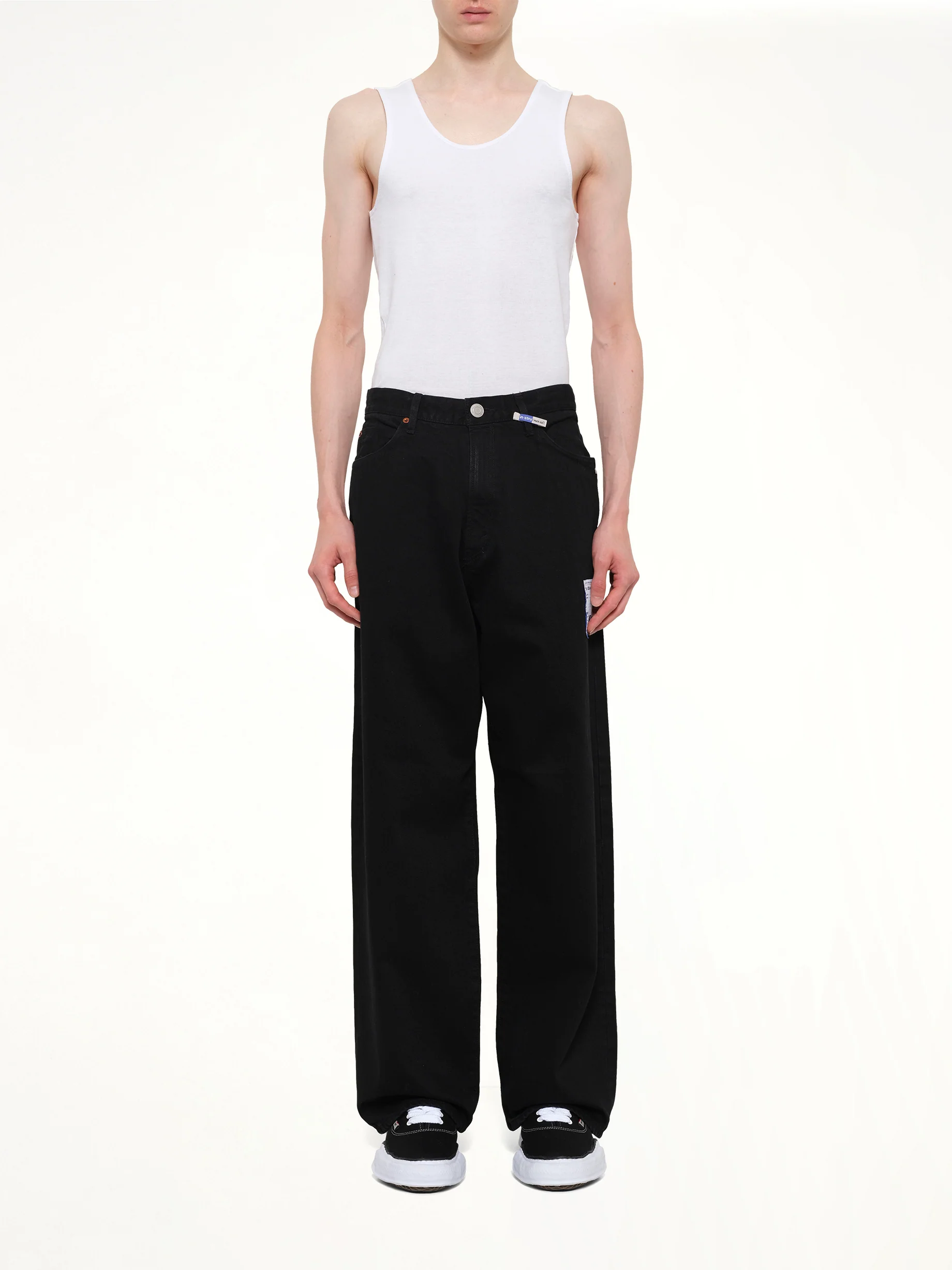 Instrumental One Washed Selvage Denim Baggy Pants in Black - Image 7