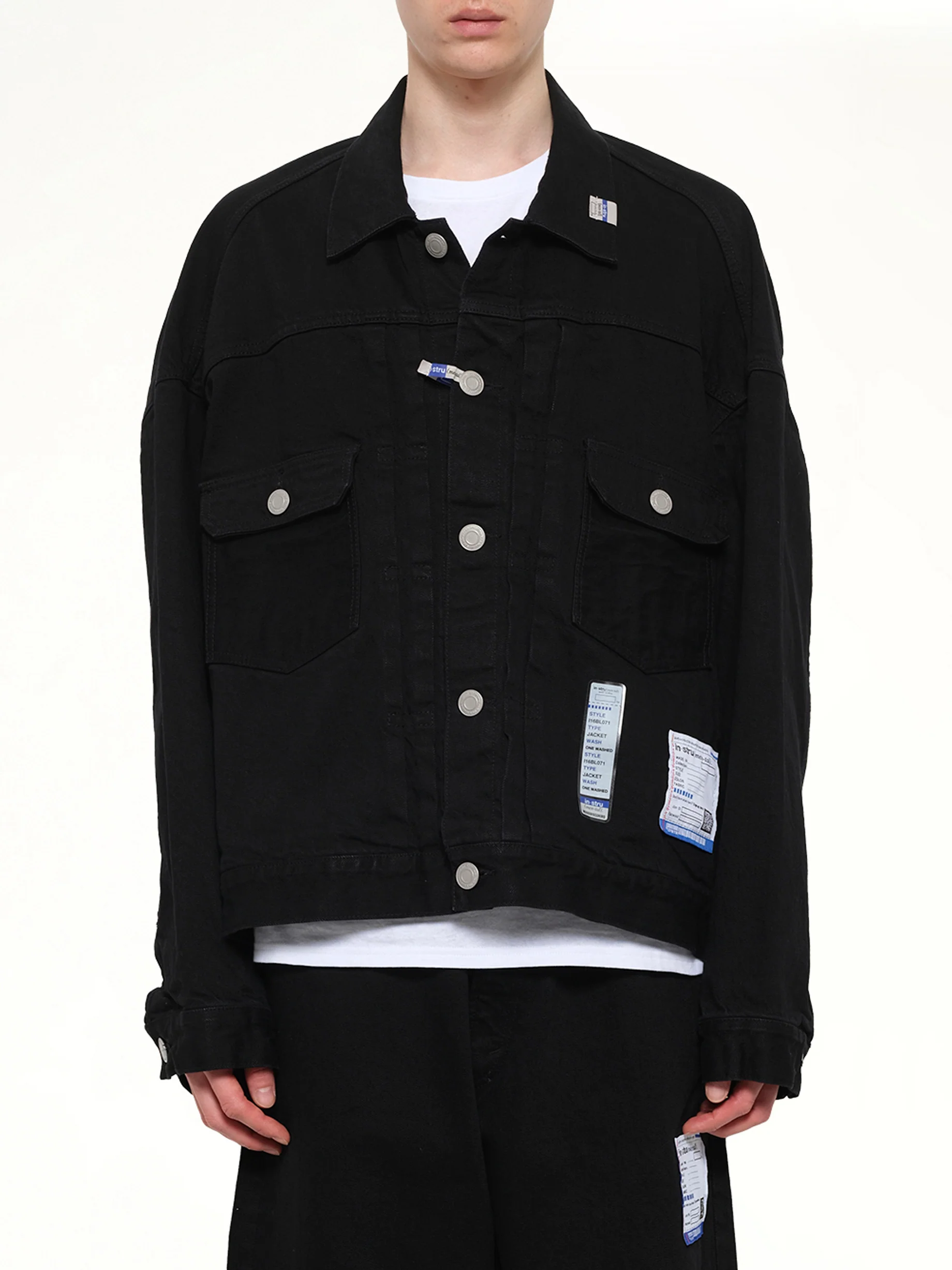 Instrumental One Washed Selvage Denim Jacket in Black
