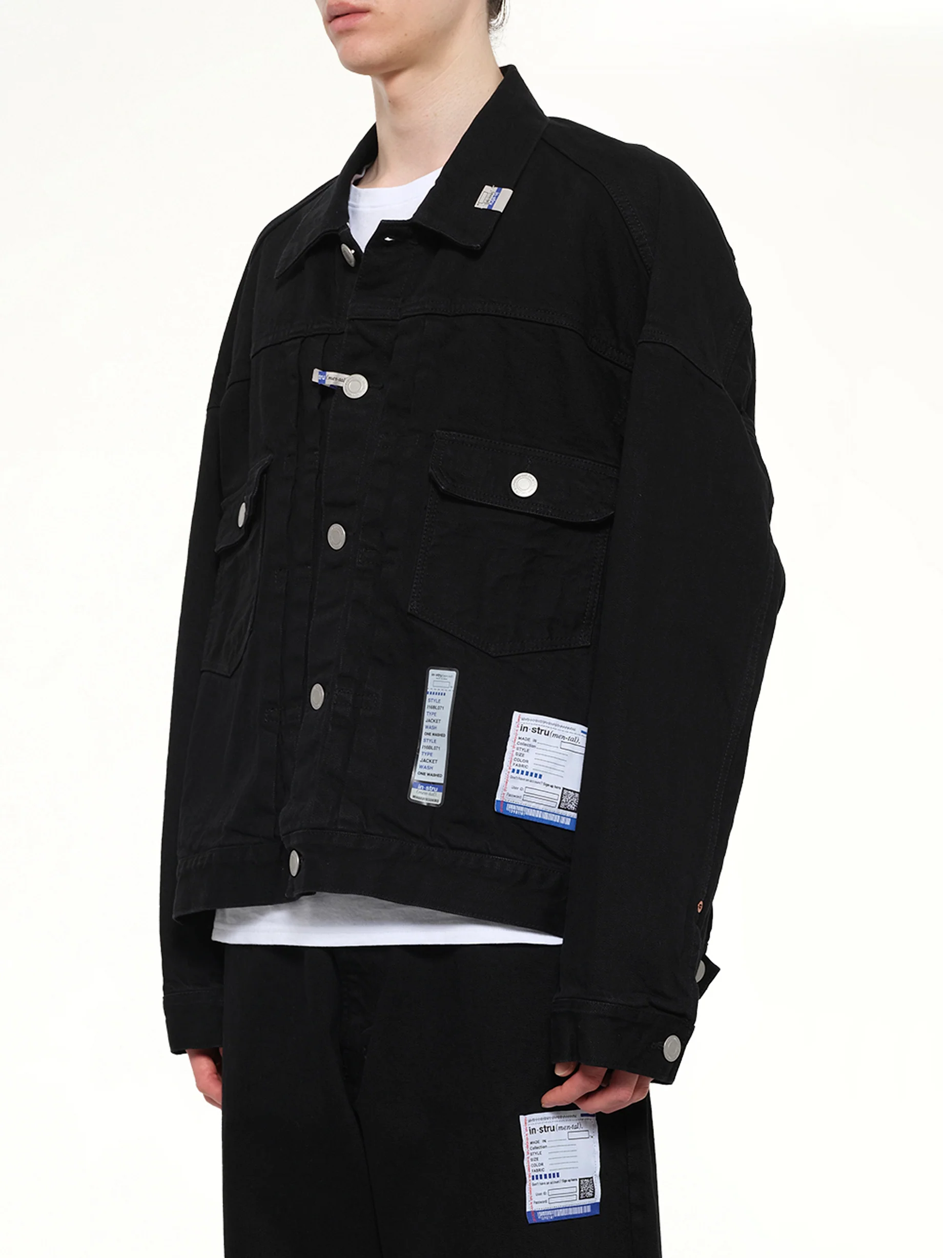 Instrumental One Washed Selvage Denim Jacket in Black - Image 3
