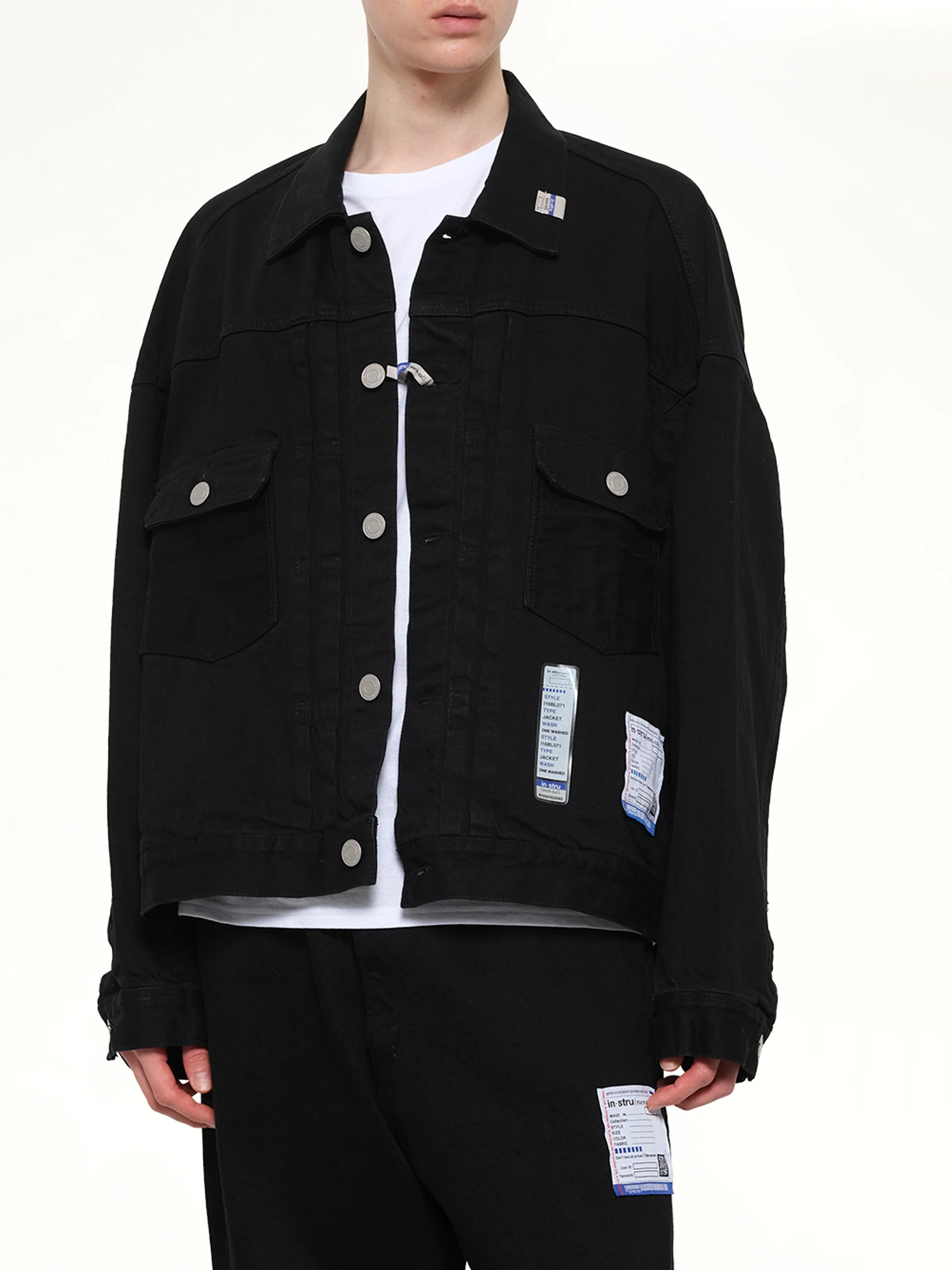 Instrumental One Washed Selvage Denim Jacket in Black - Image 6