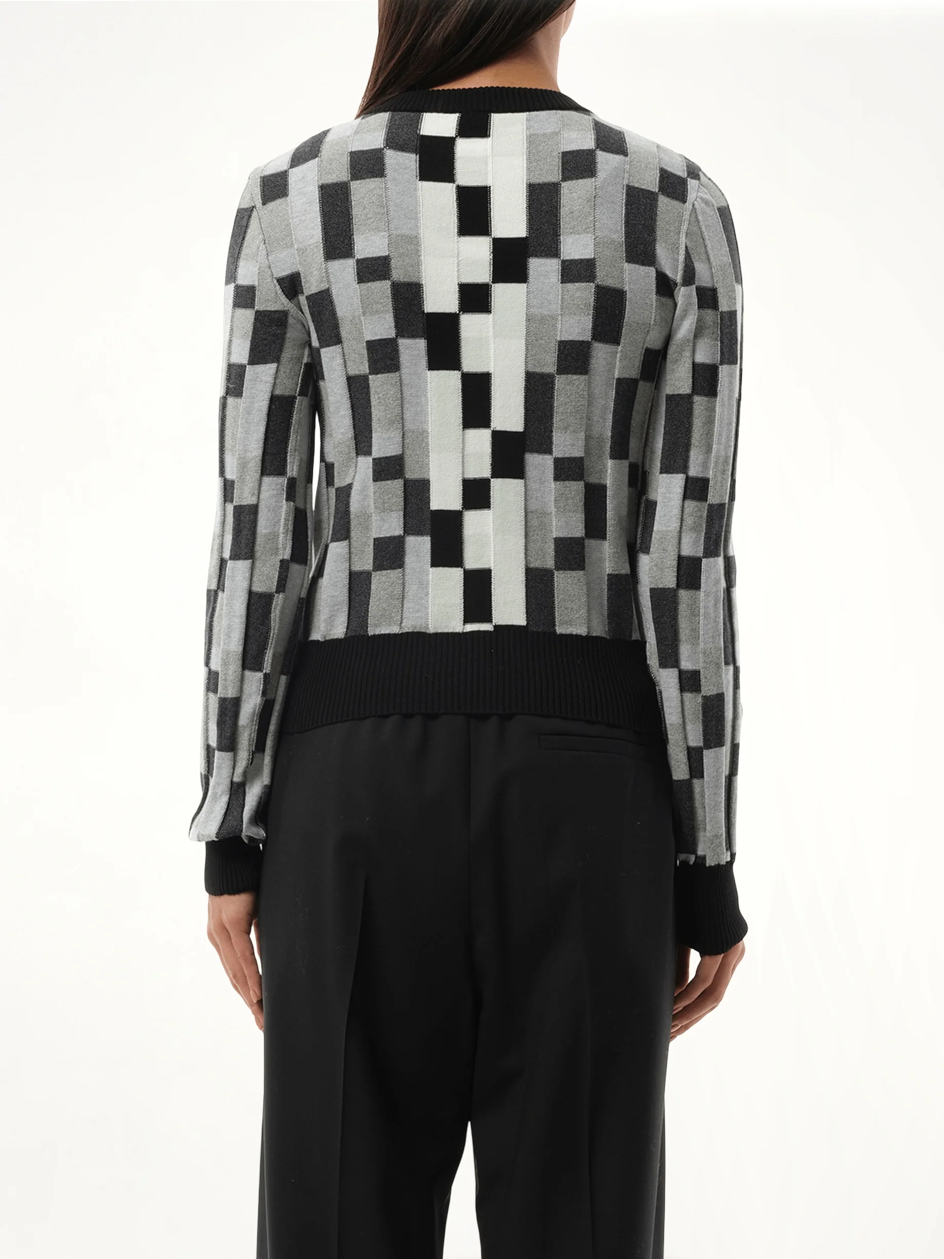 Intarsia Anagram Sweater in Grey/Light Grey - Image 6