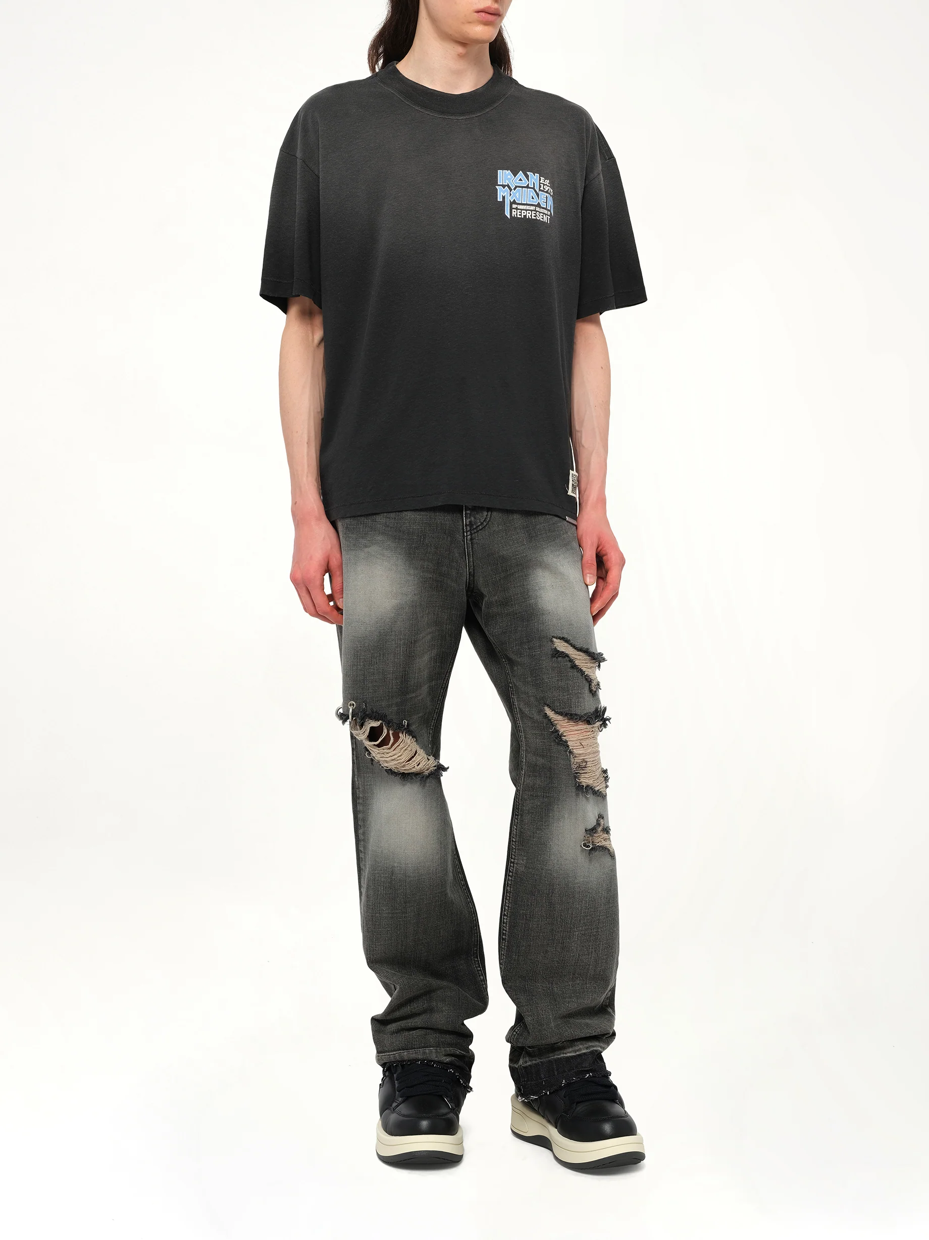 Iron Maiden Anniversary T-Shirt in Stained Black - Image 4