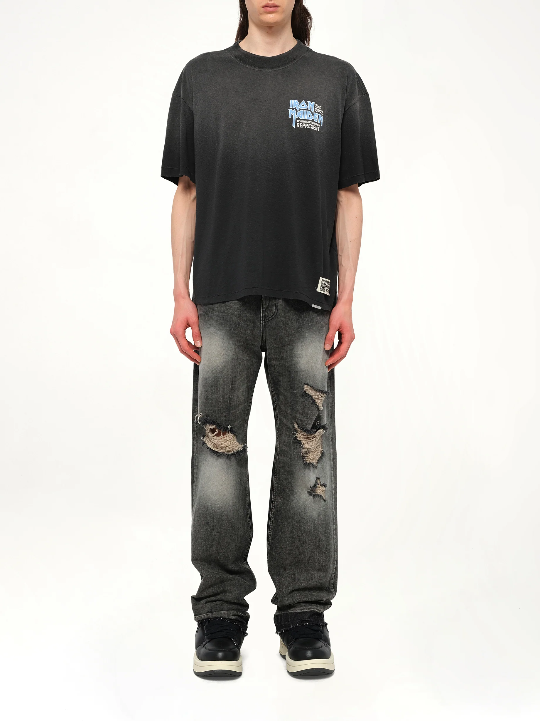Iron Maiden Anniversary T-Shirt in Stained Black - Image 7