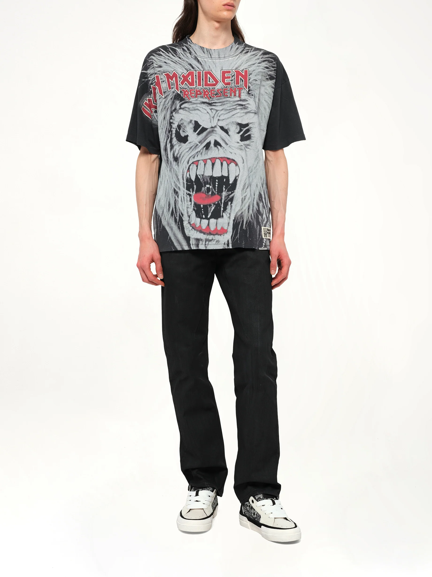 Iron Maiden British Metal T-Shirt in Stained Black - Image 4