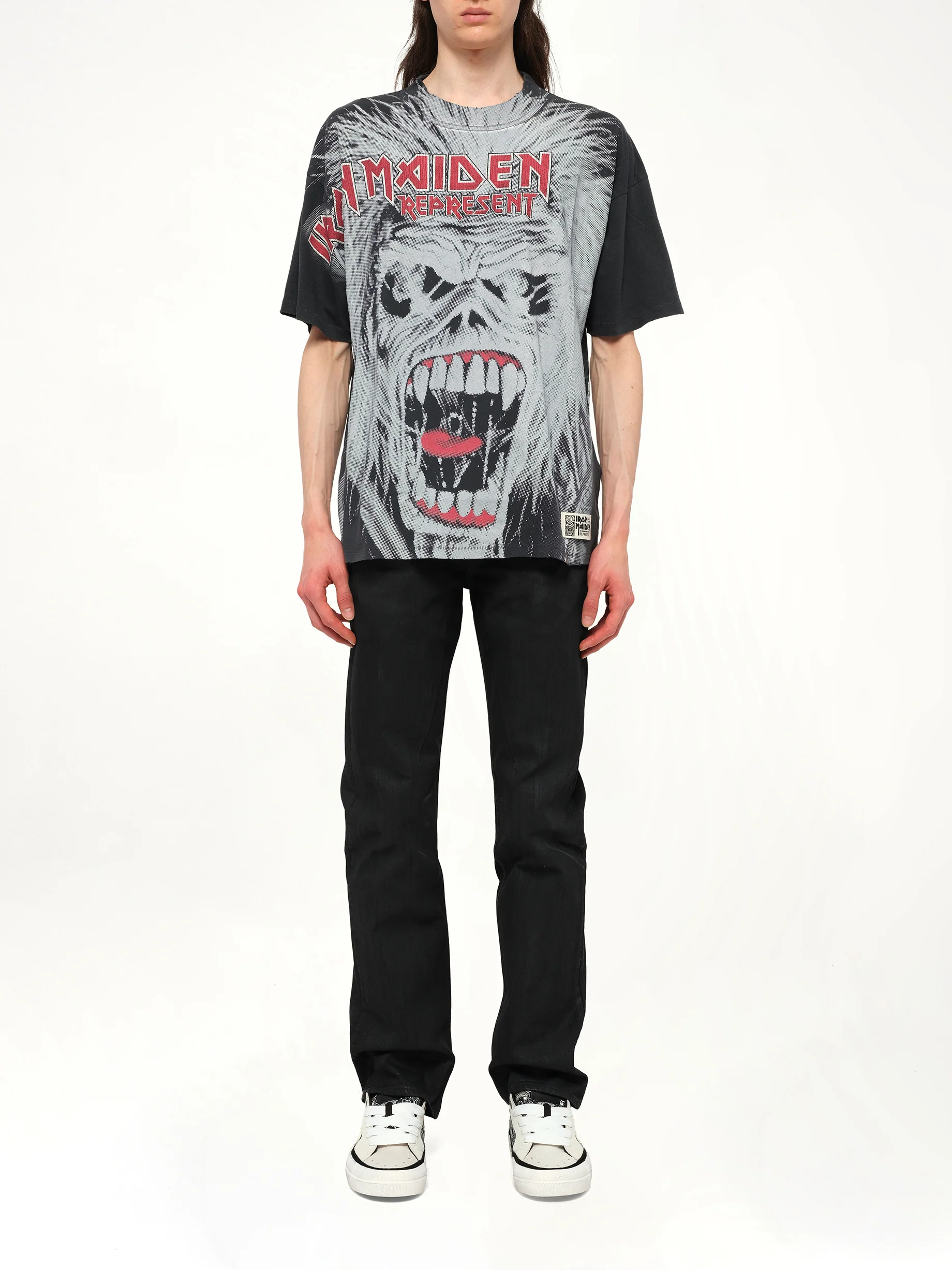 Iron Maiden British Metal T-Shirt in Stained Black - Image 7