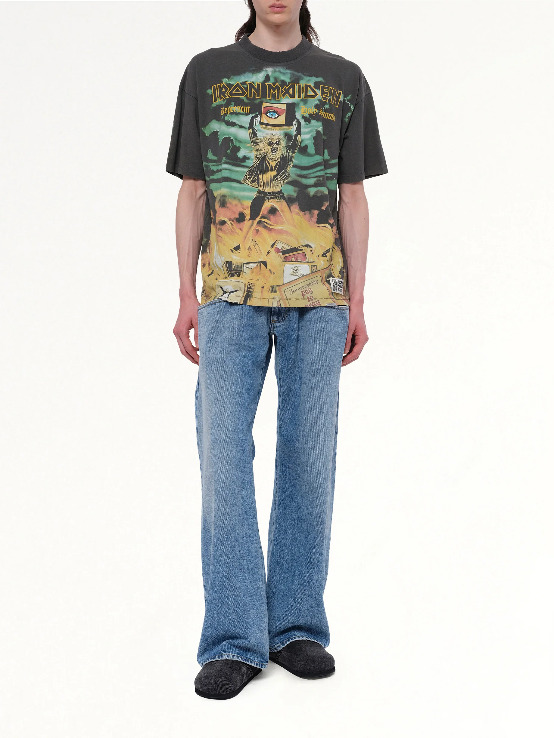 Iron Maiden Holy Smoke T-Shirt in Ash - Image 4