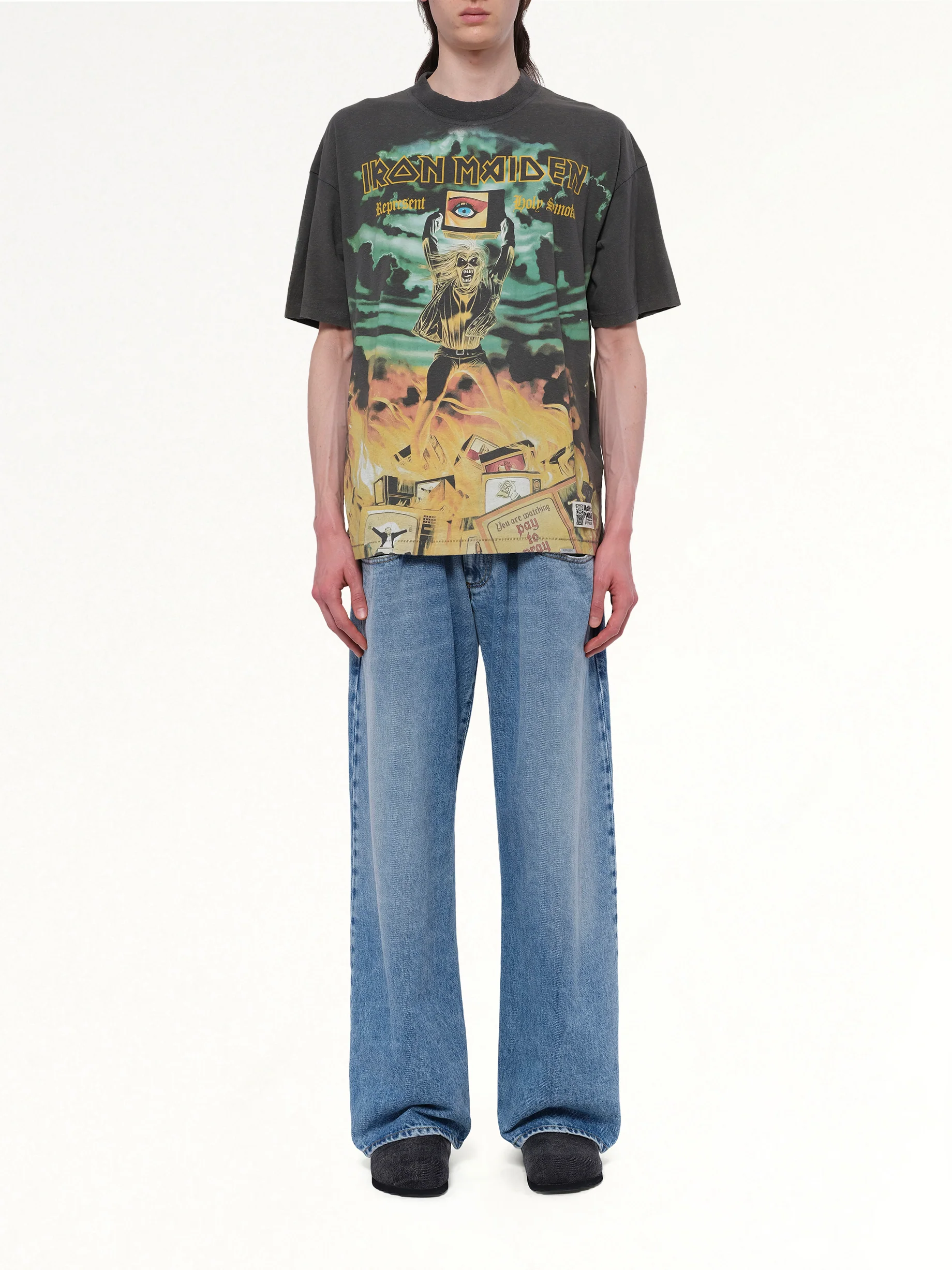 Iron Maiden Holy Smoke T-Shirt in Ash - Image 7