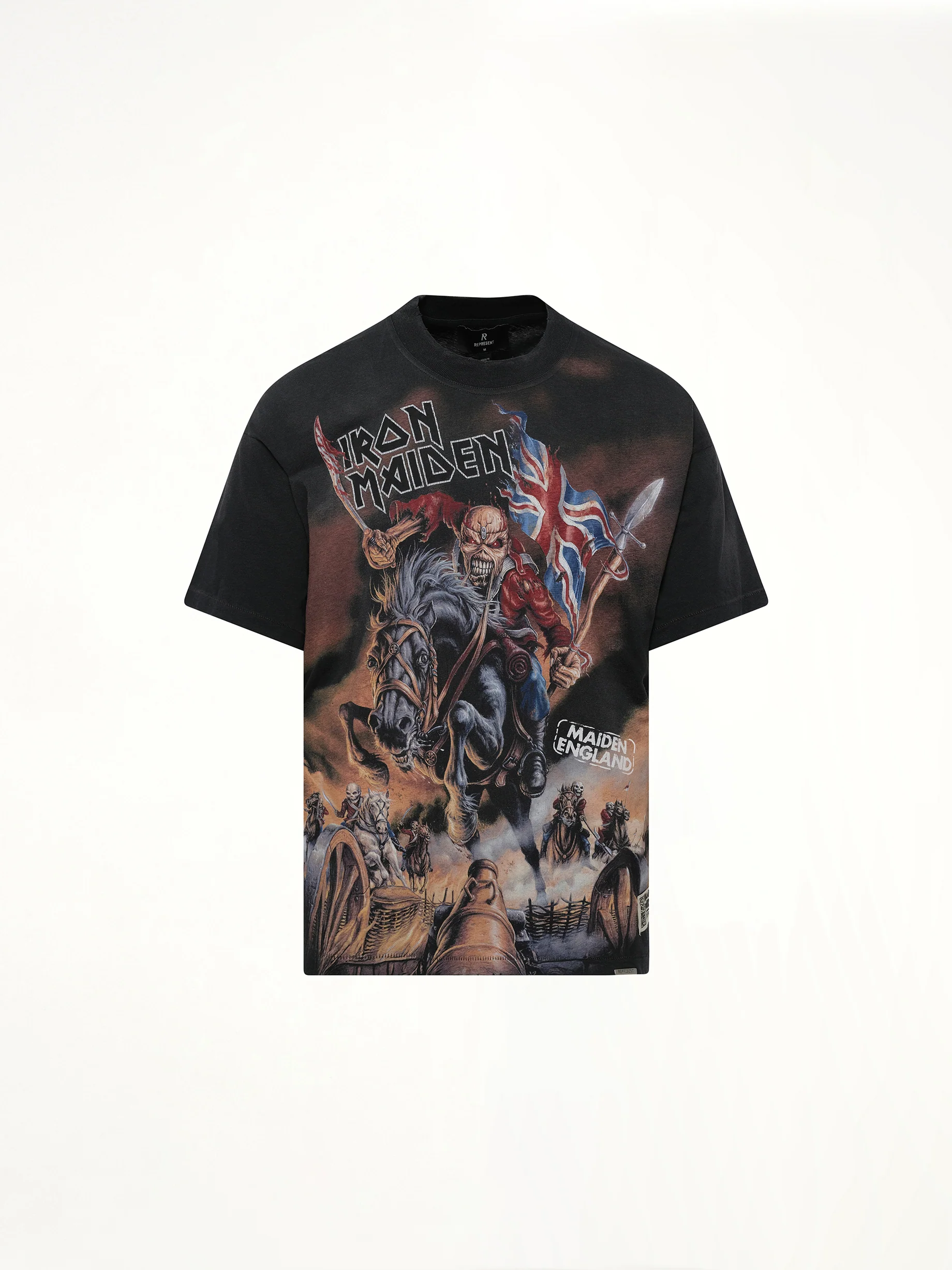 Iron Maiden Steed T-Shirt in Stained Black - Image 2