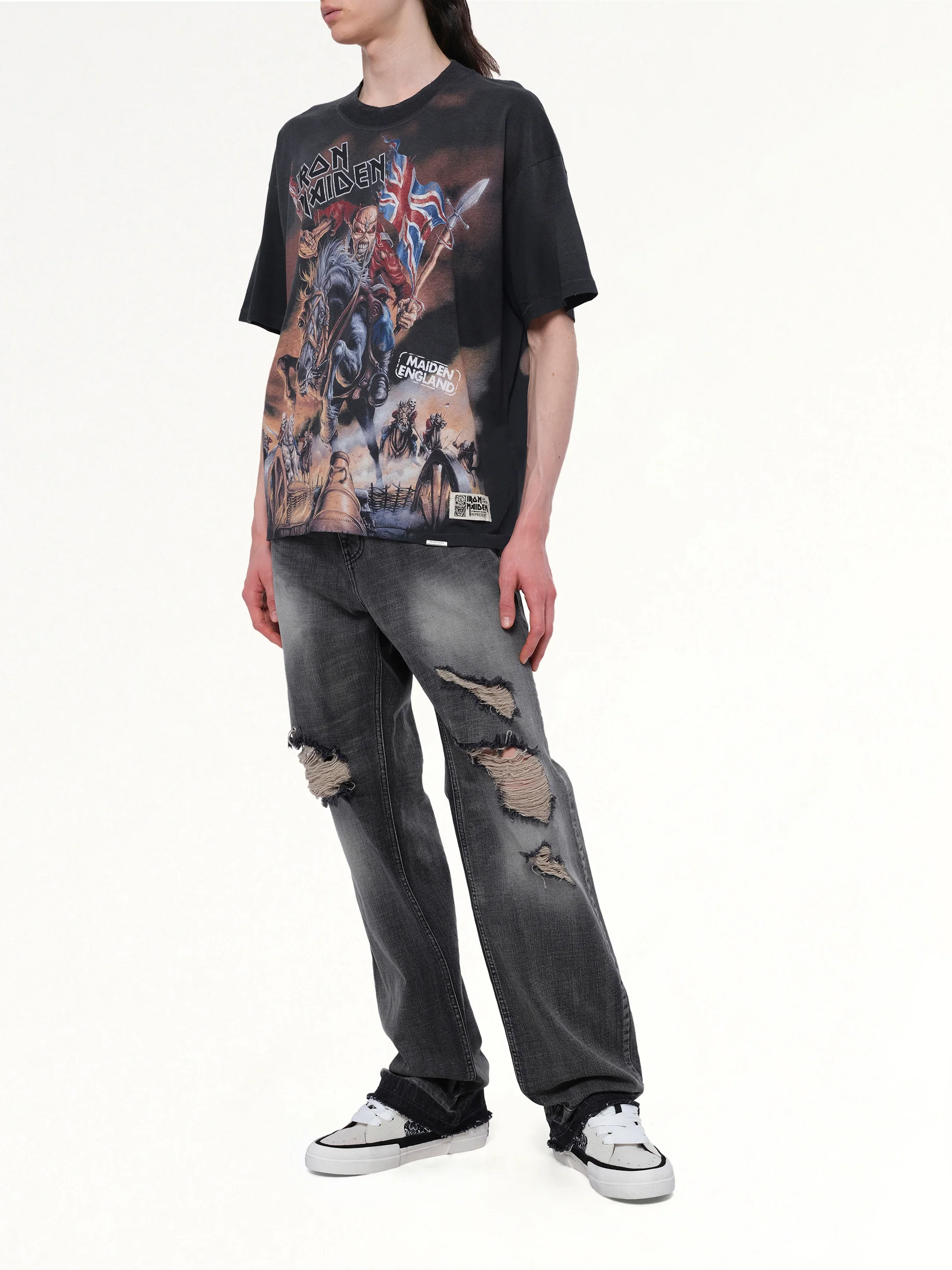 Iron Maiden Steed T-Shirt in Stained Black - Image 4