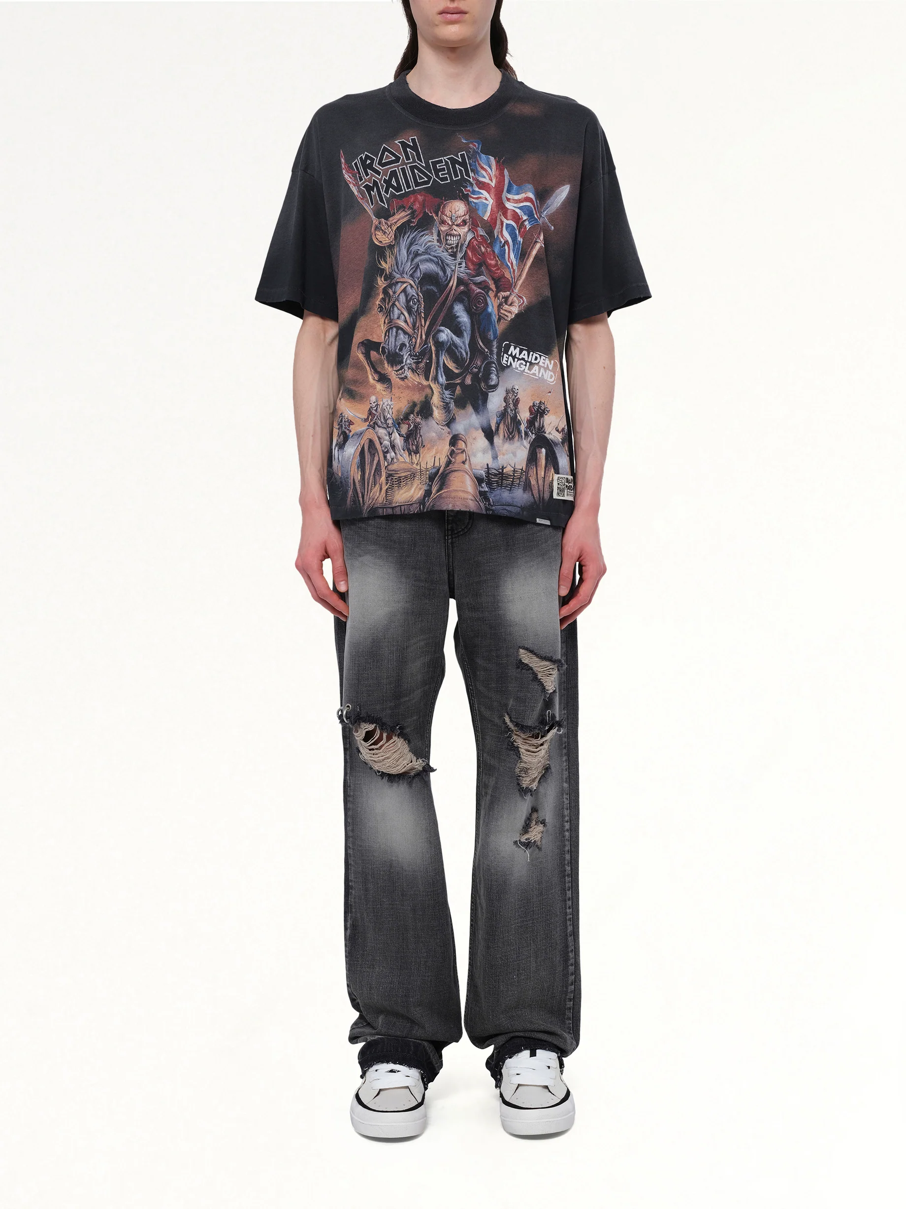 Iron Maiden Steed T-Shirt in Stained Black - Image 7