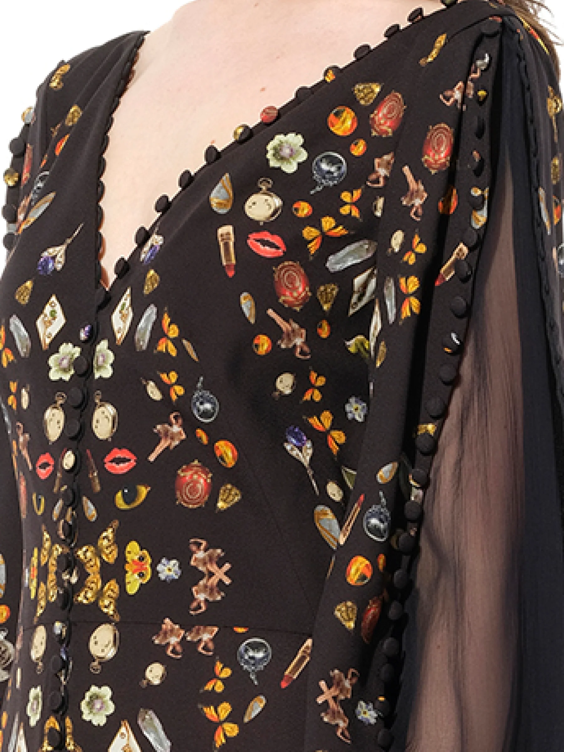 Long Sleeve Silk Dress in Black - Image 3