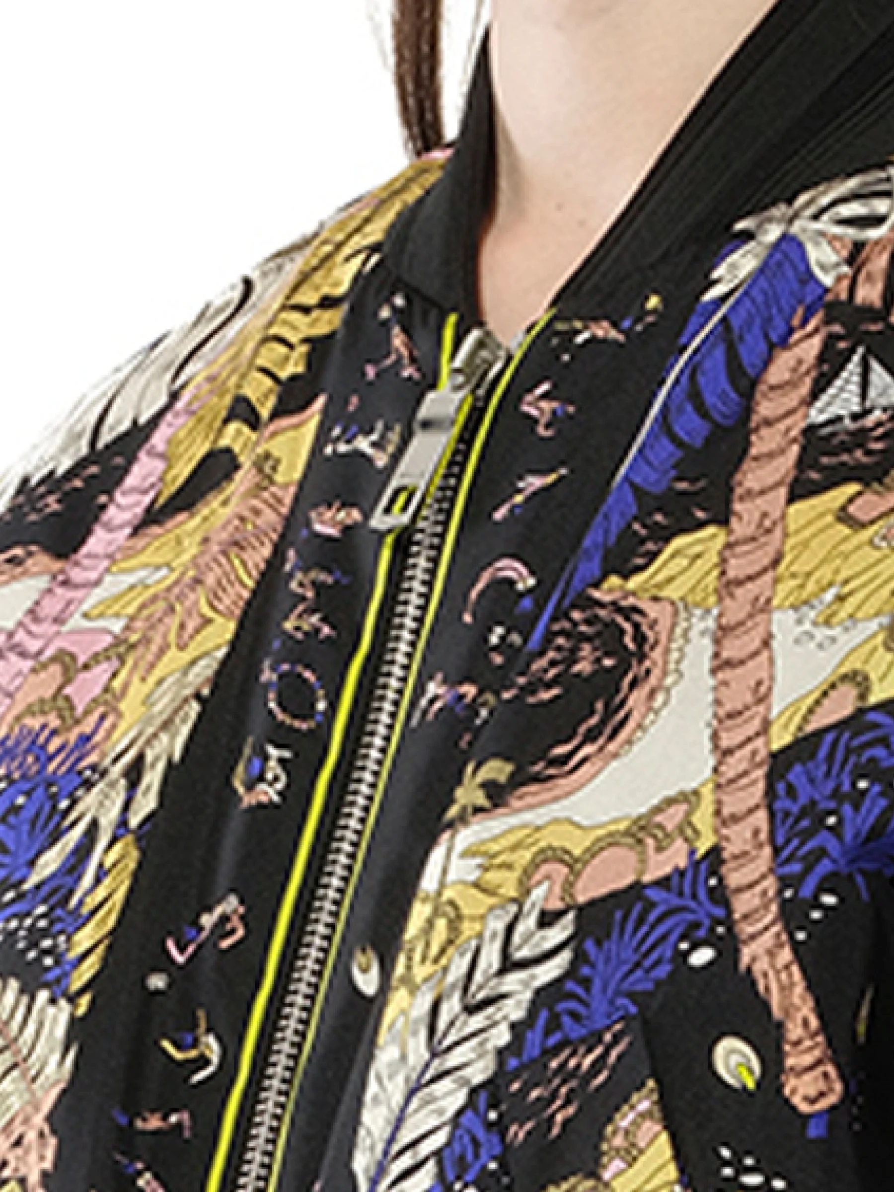 Print Bomber Jacket in Black - Image 2