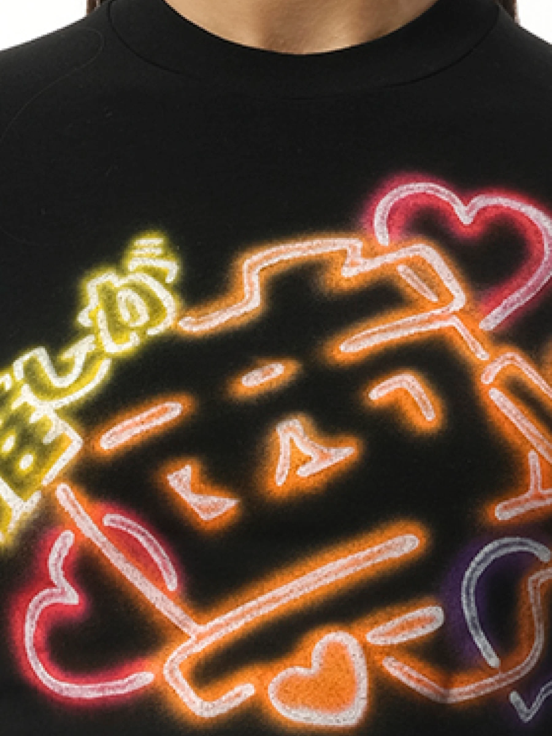 Japanese Fan-Service Neon Paint T-Shirt in Black - Image 3