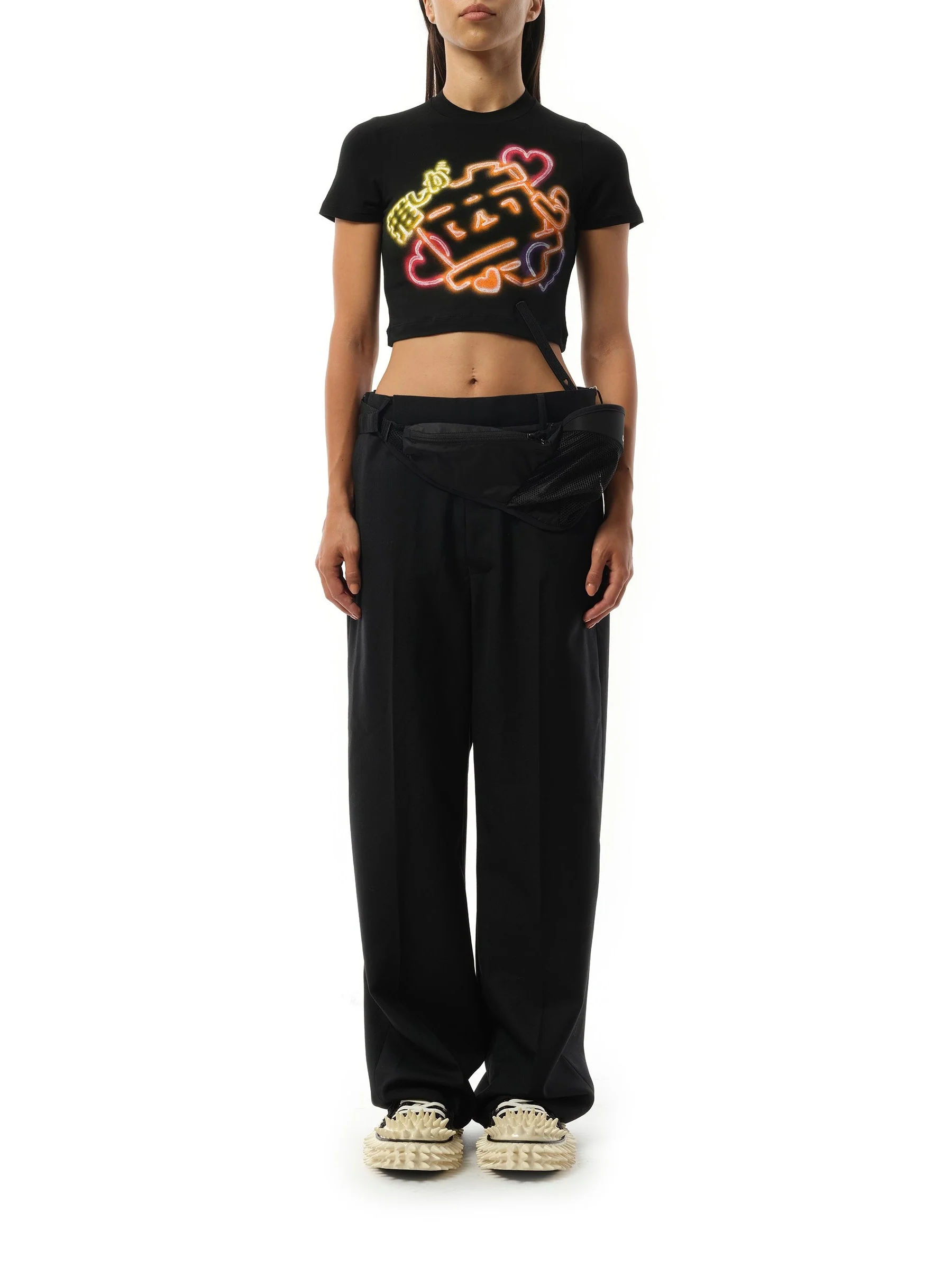 Japanese Fan-Service Neon Paint T-Shirt in Black - Image 4