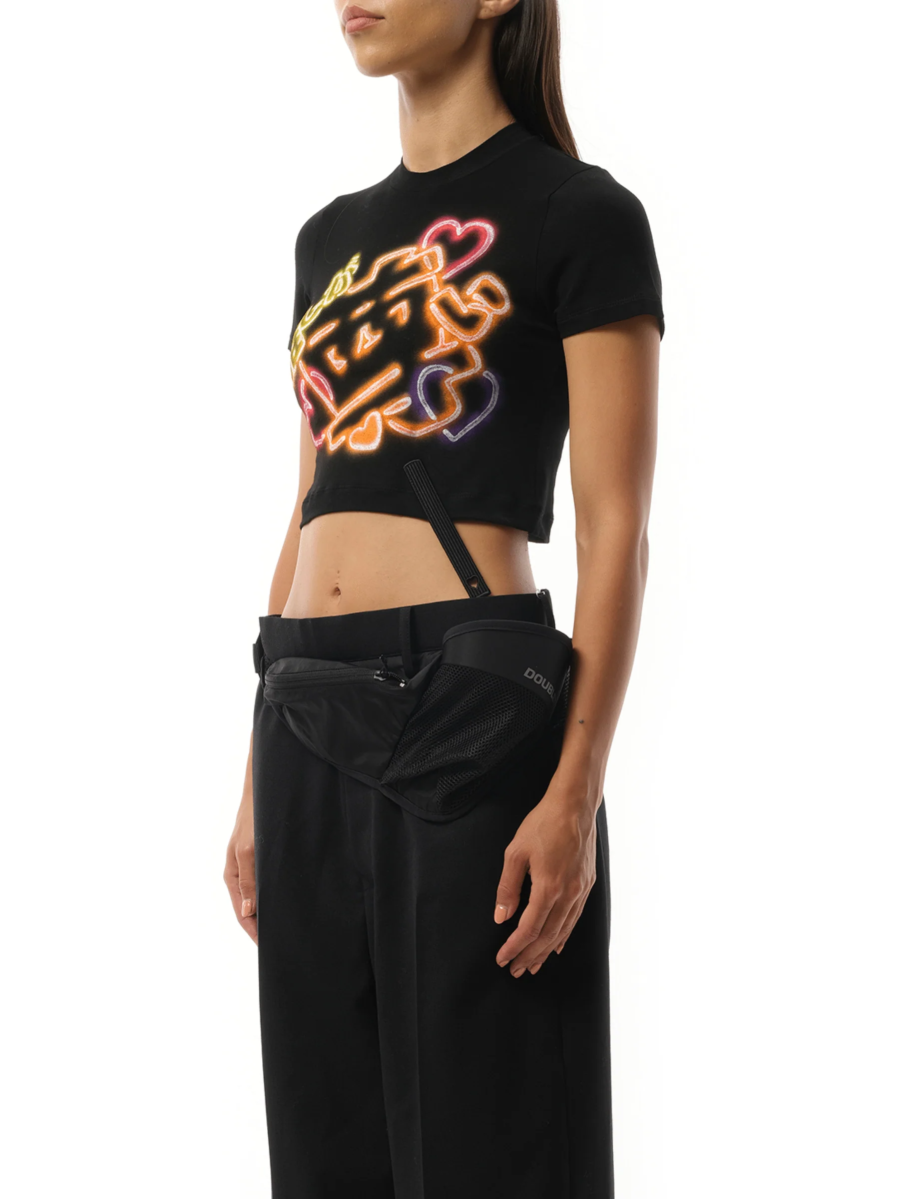 Japanese Fan-Service Neon Paint T-Shirt in Black - Image 5