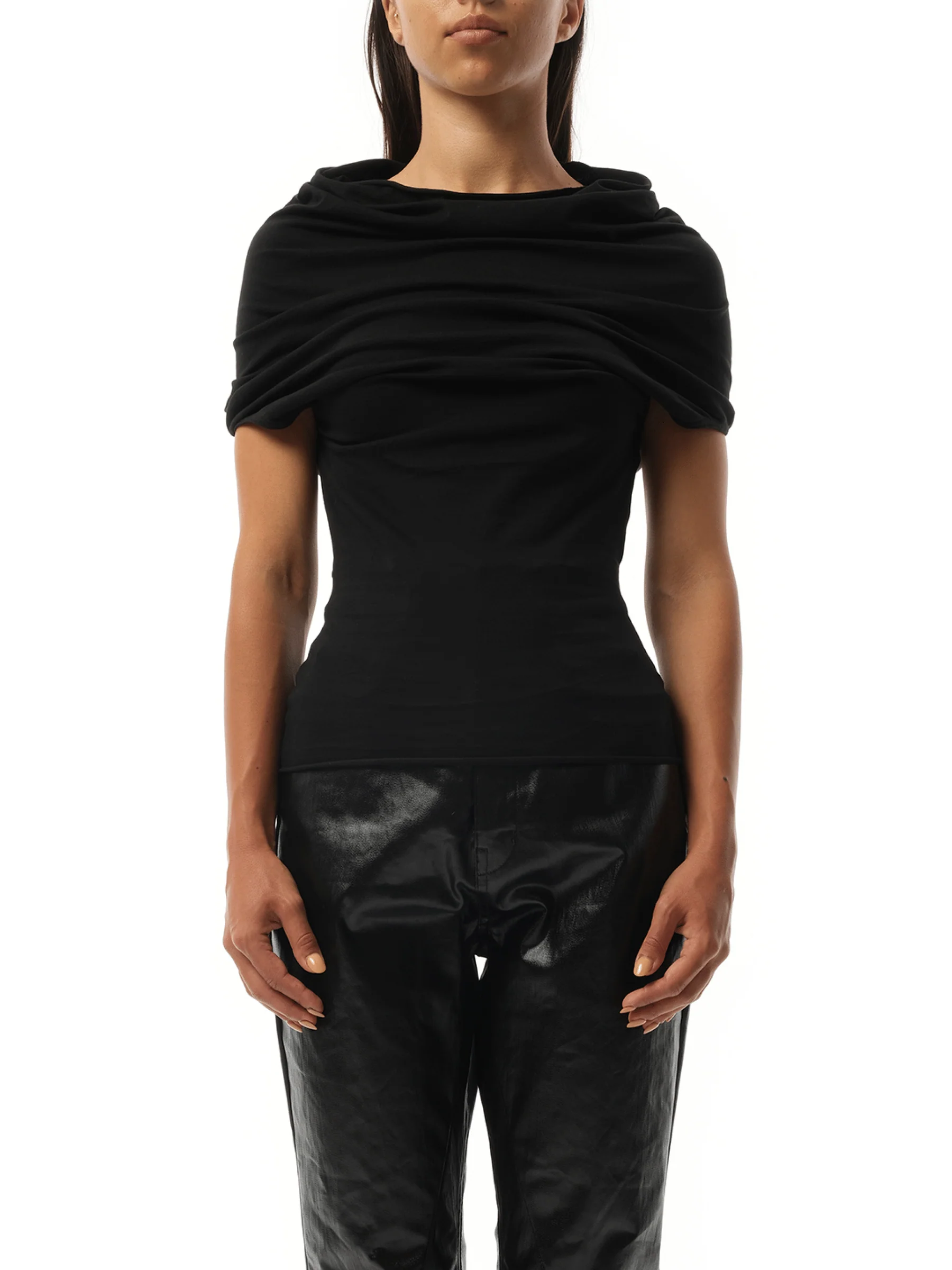 Jersey Shroud Top in Black