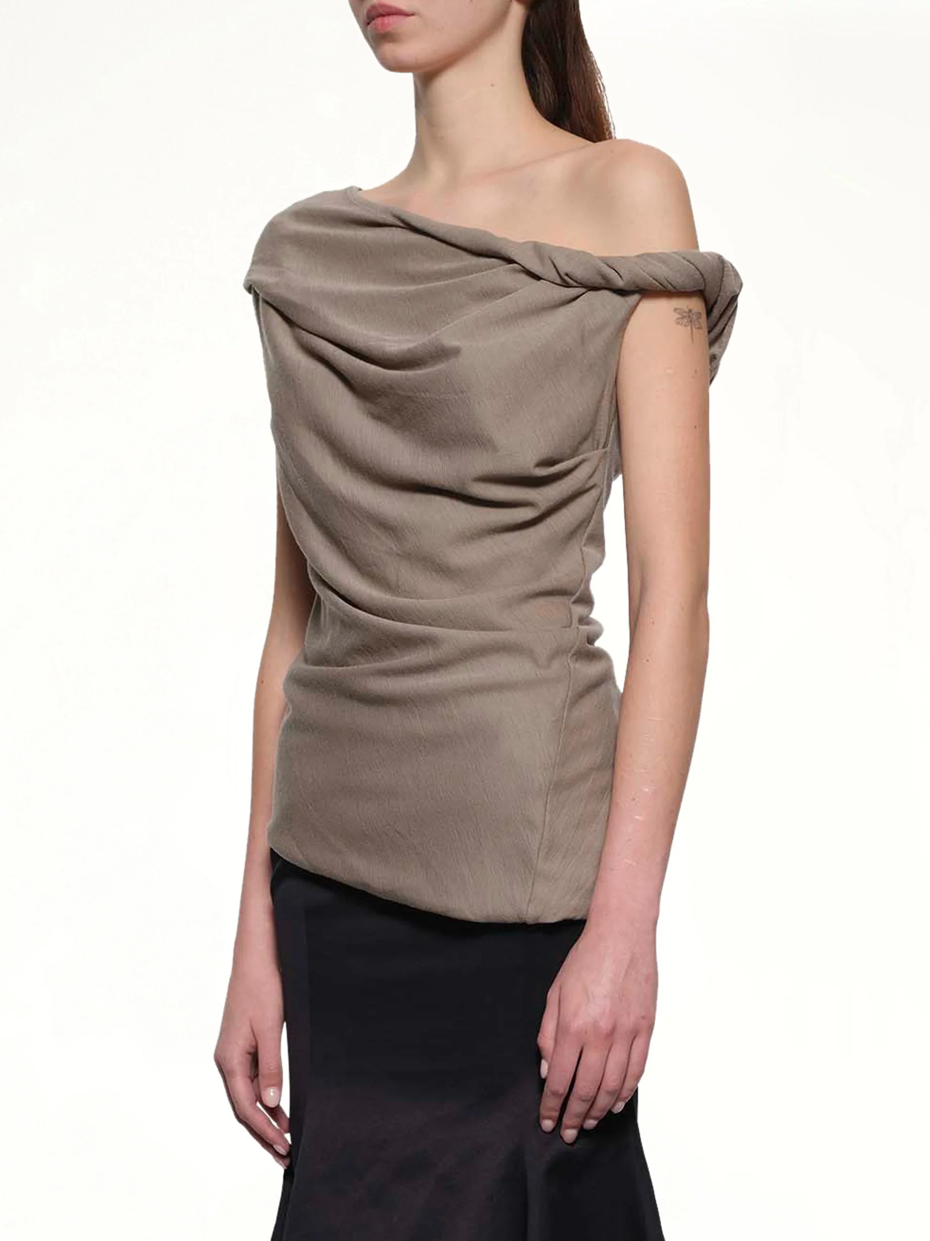 Jersey Twist Top in Beige - Image 3