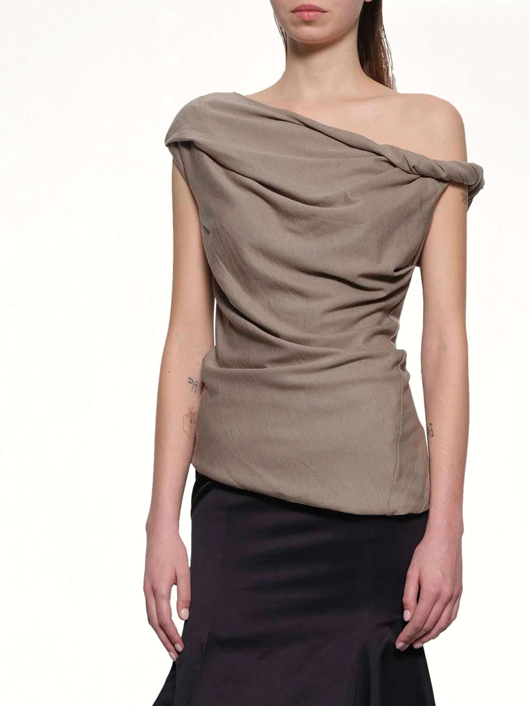 Jersey Twist Top in Beige - Image 6