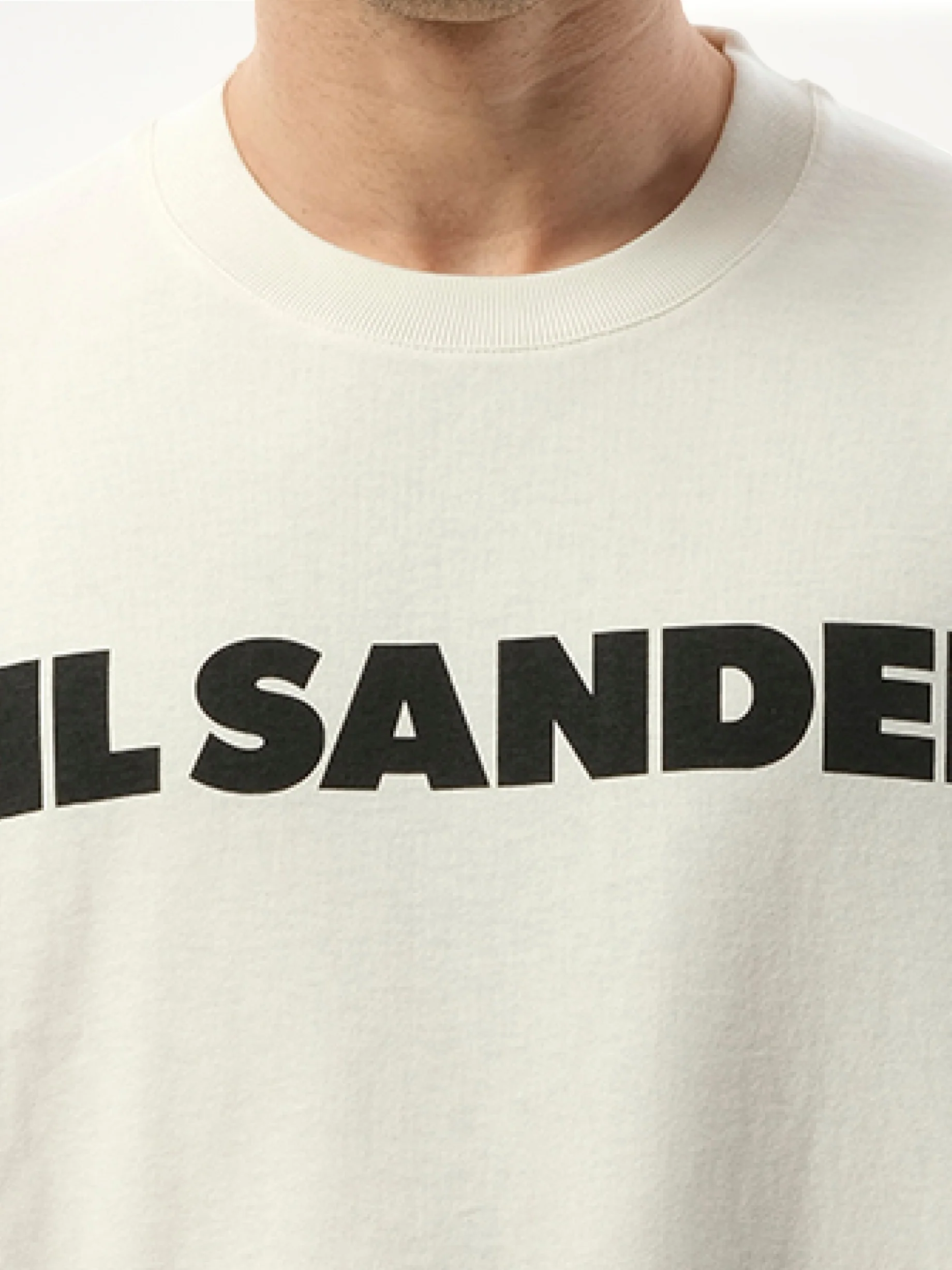 Jil Sander Logo Long Sleeve T-Shirt in Porcelain - Image 3