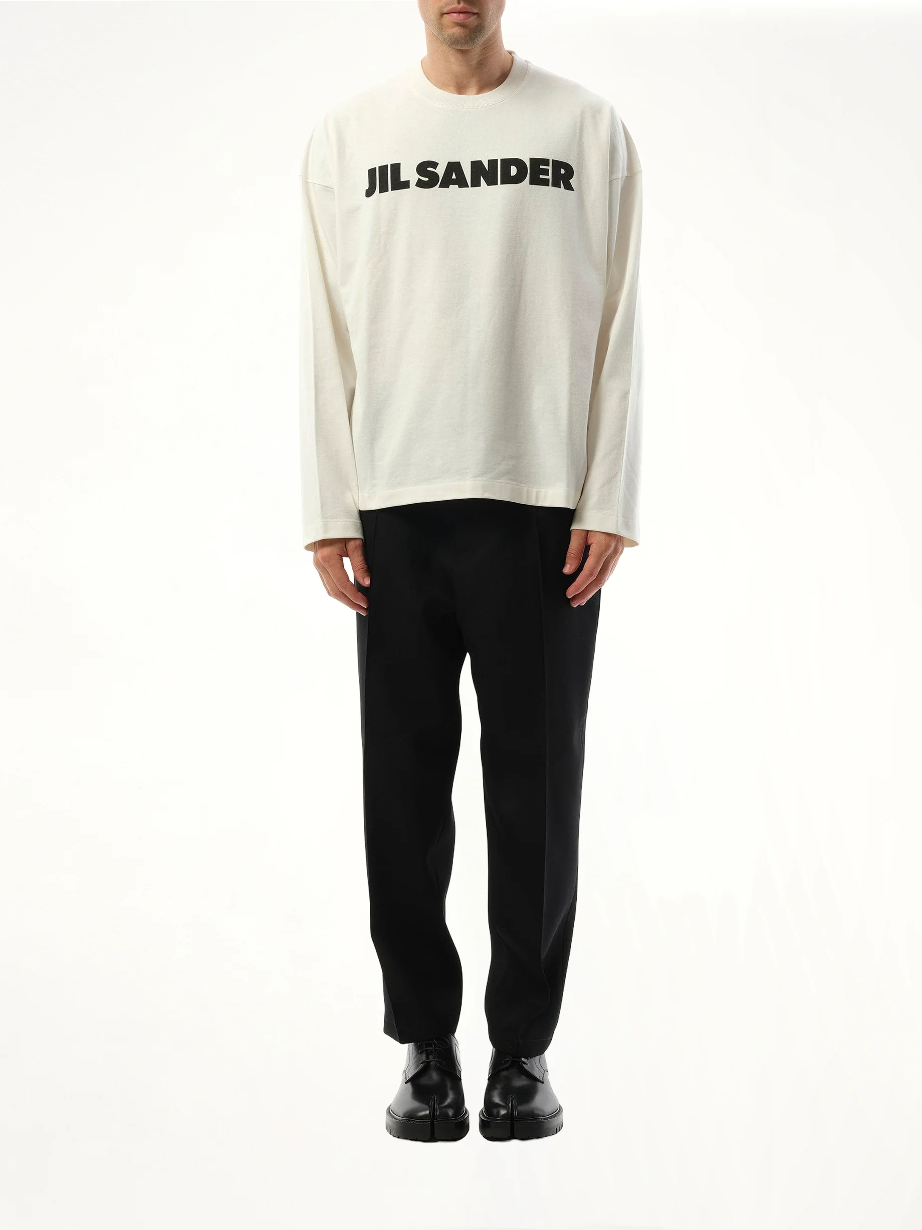 Jil Sander Logo Long Sleeve T-Shirt in Porcelain - Image 4
