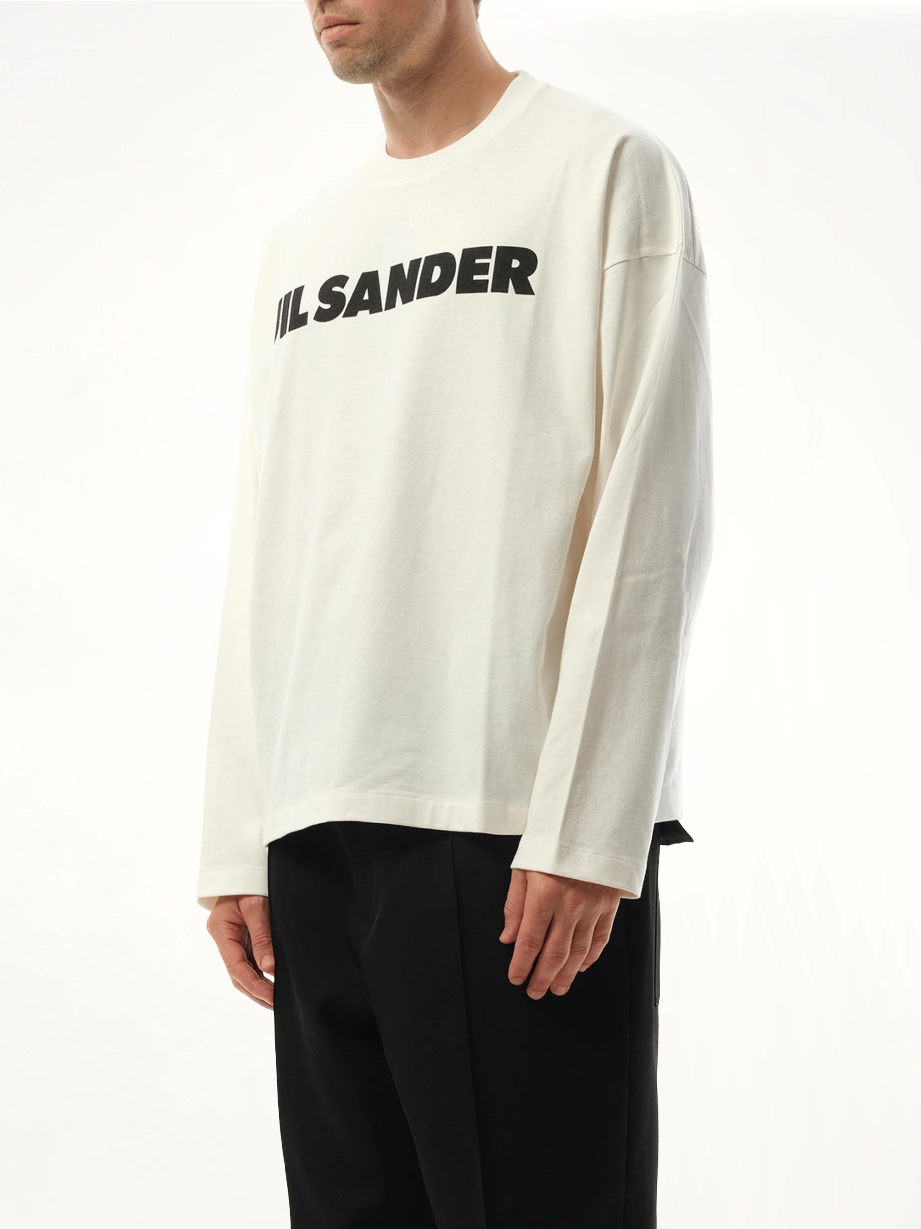 Jil Sander Logo Long Sleeve T-Shirt in Porcelain - Image 5