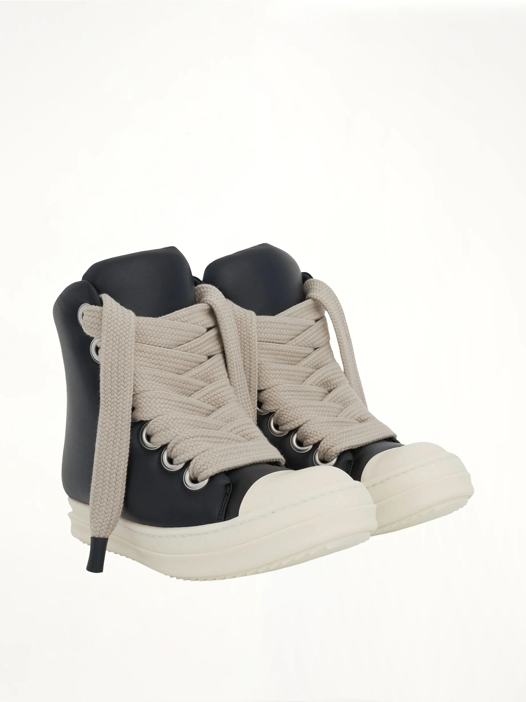 Jumbo Lace Padded Sneakers in Black & Milk - Image 2