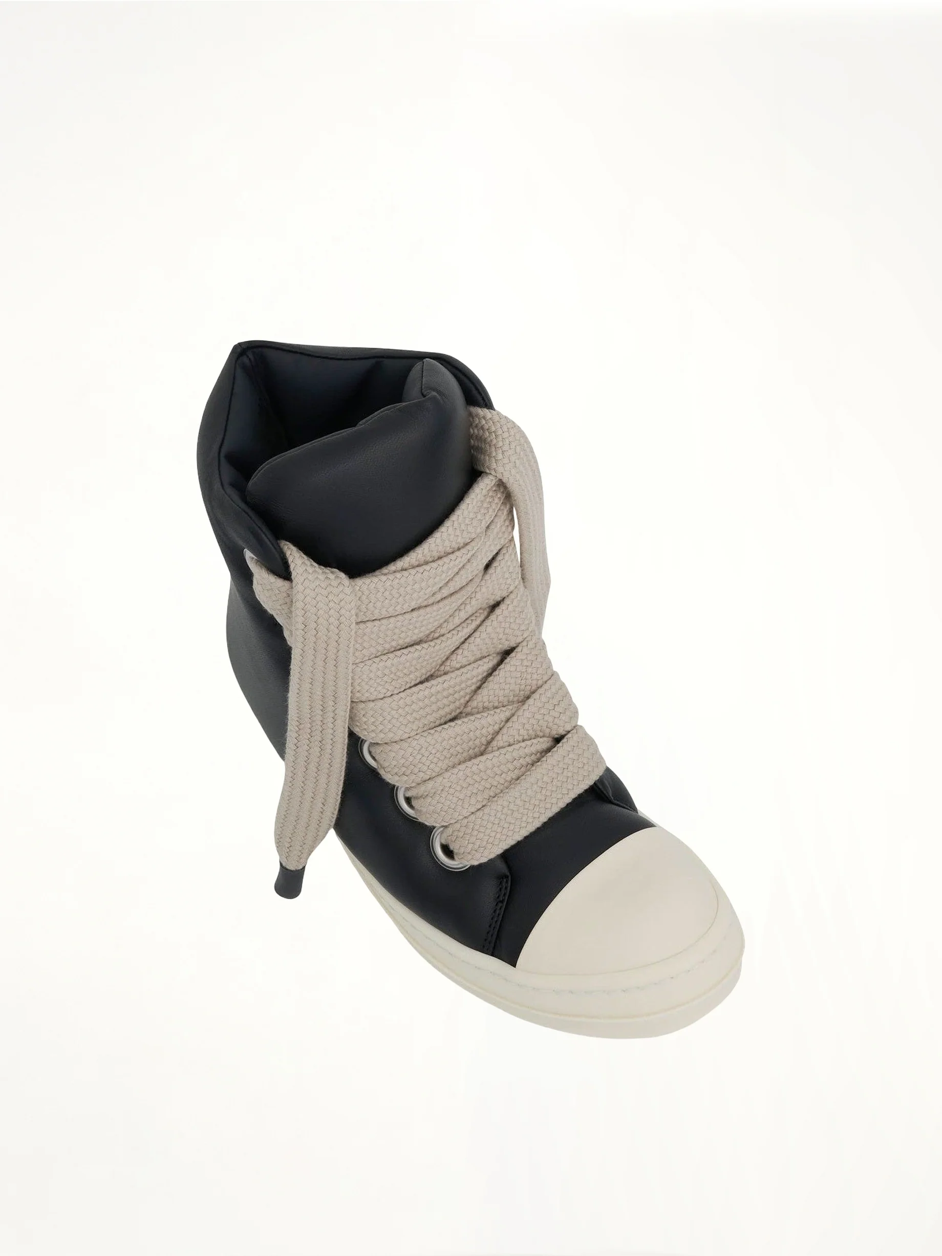 Jumbo Lace Padded Sneakers in Black & Milk - Image 4