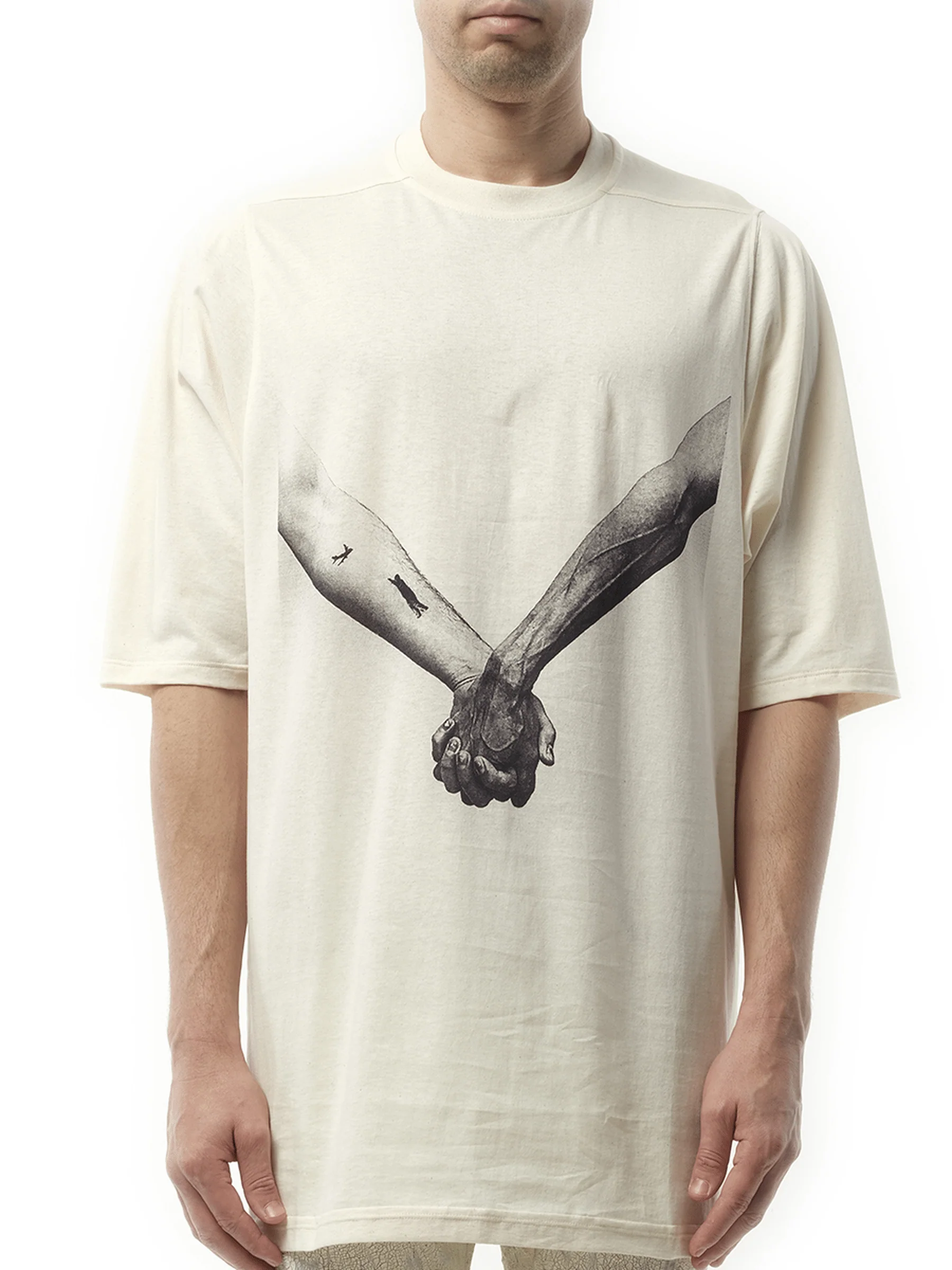 Jumbo SS "Holding Hands" T-Shirt in Natural/Black