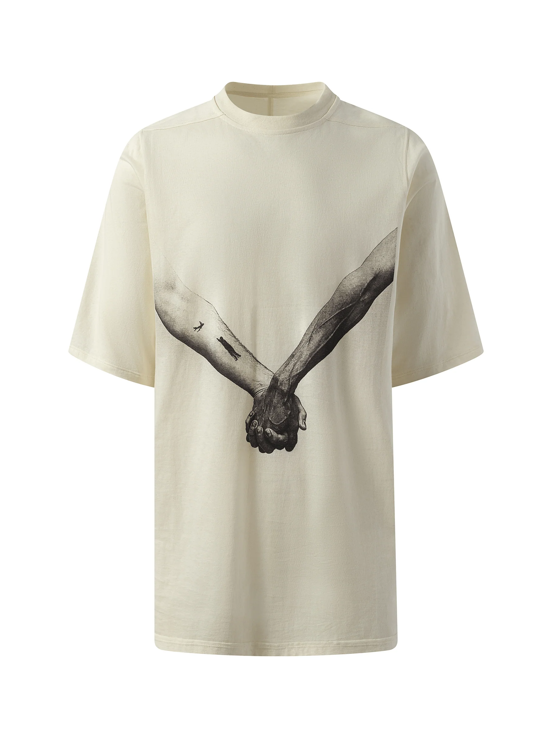 Jumbo SS "Holding Hands" T-Shirt in Natural/Black - Image 2